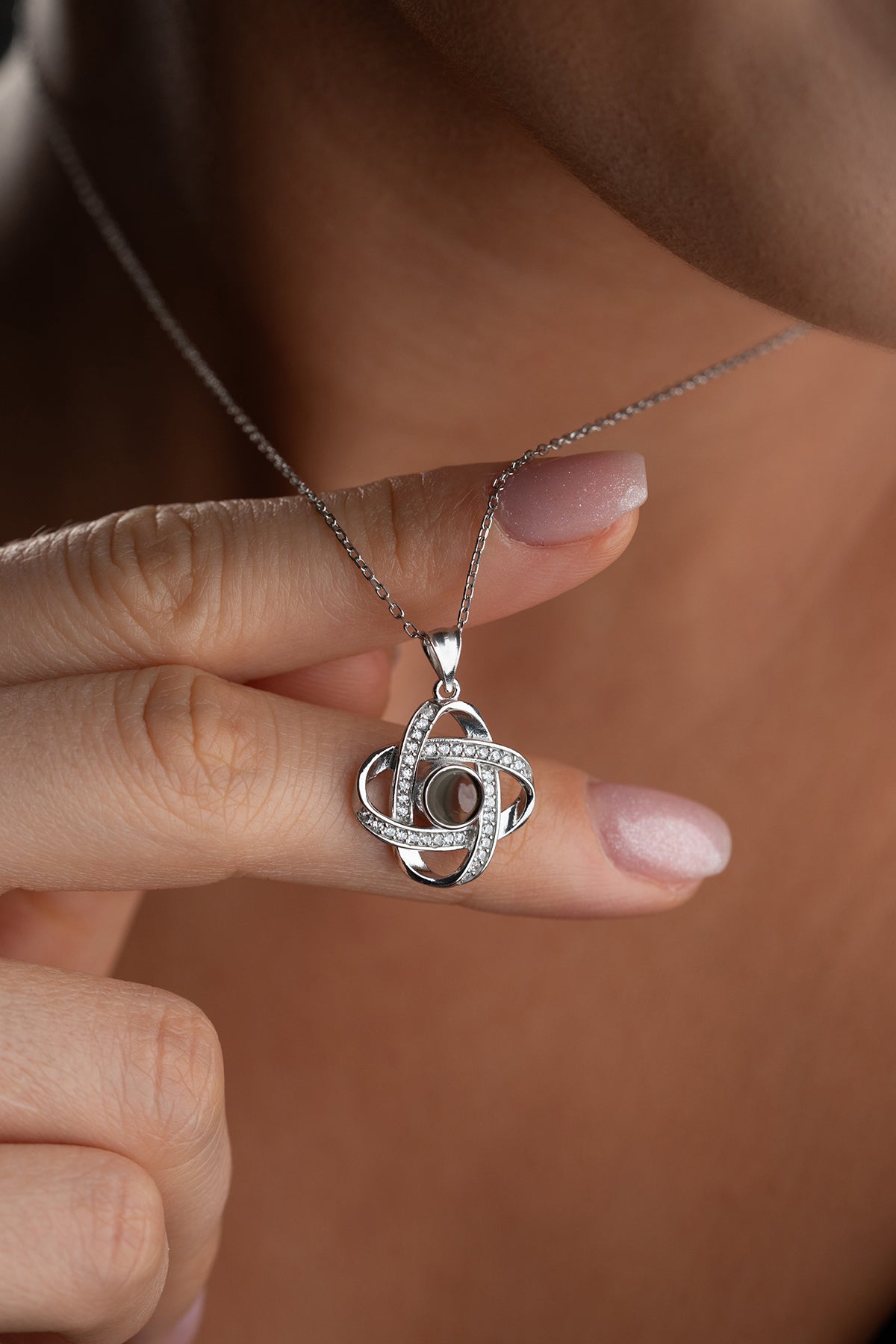 Pearl Infinity Knot Pendant Necklace