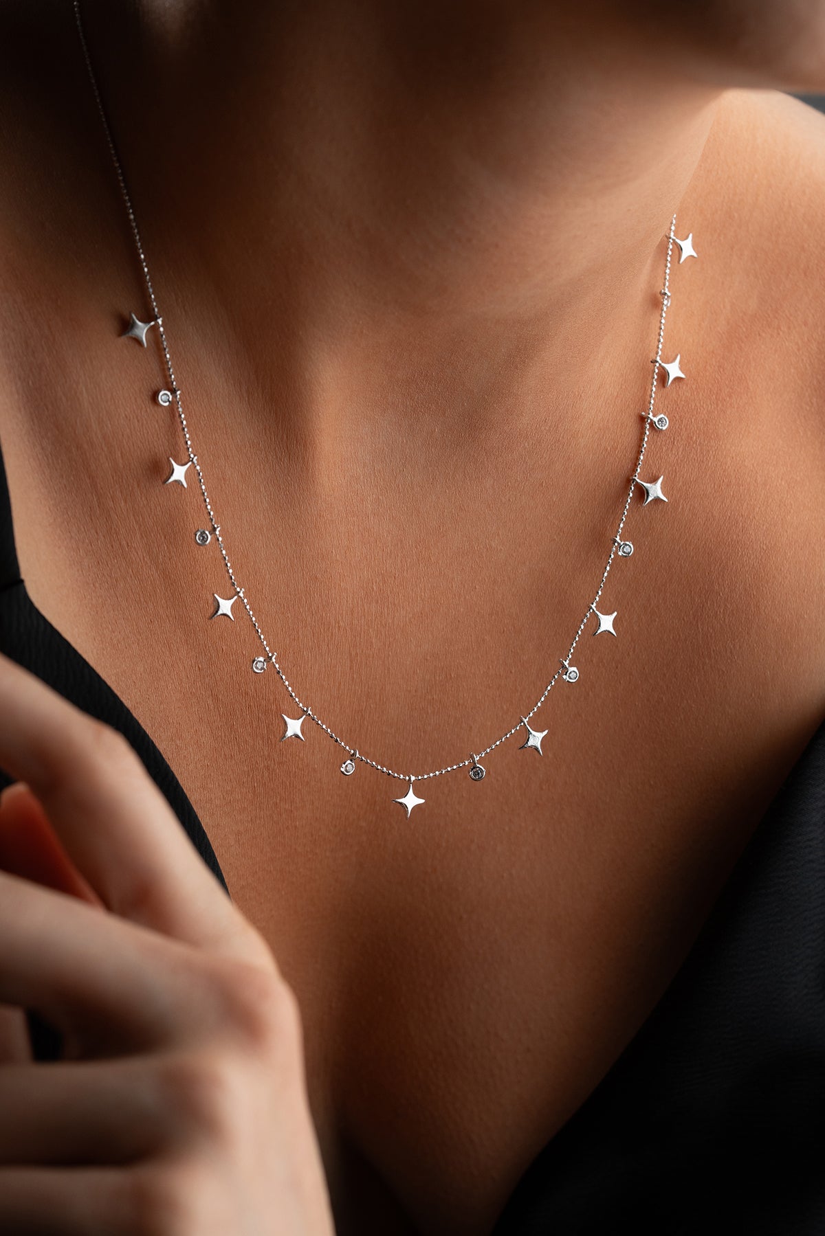 Star and Crystal Charm Necklace