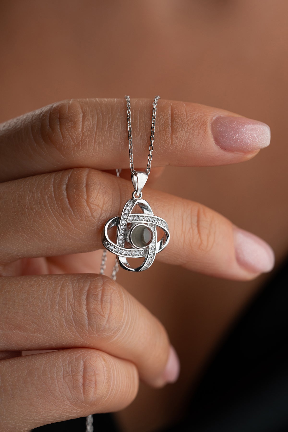 Pearl Infinity Knot Pendant Necklace