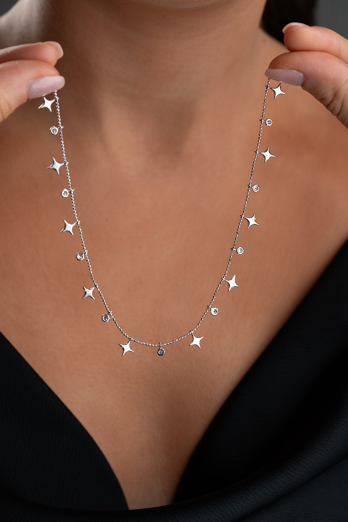 Star and Crystal Charm Necklace