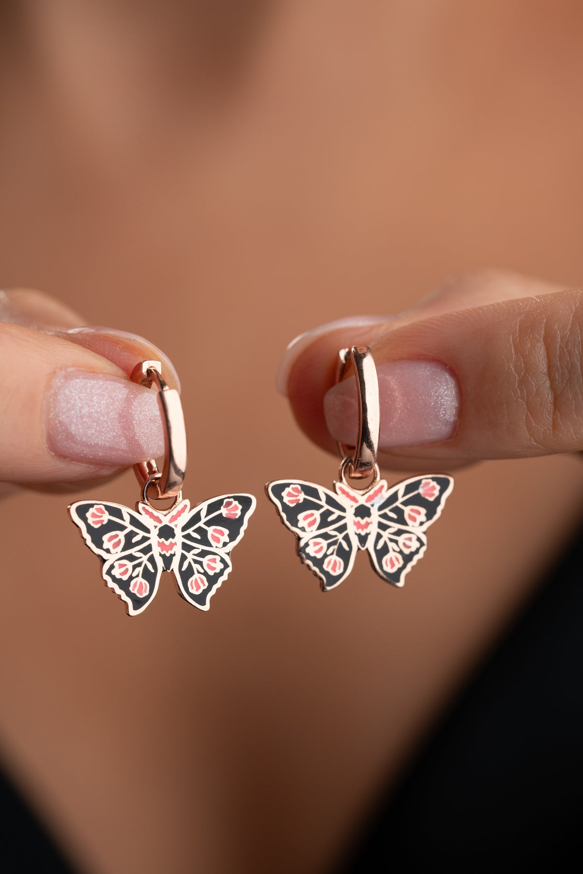 Colorful Enamel Butterfly Huggie Earrings