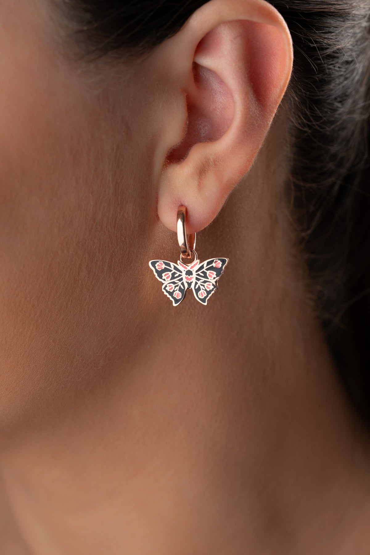 Colorful Enamel Butterfly Huggie Earrings