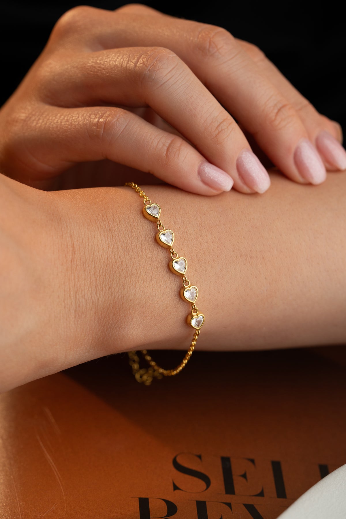 Pave Heart Link Tennis Bracelet