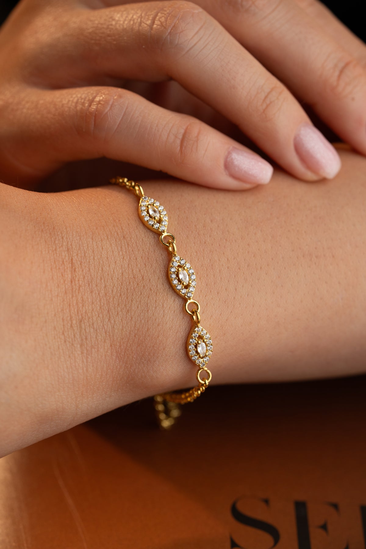 Marquise Halo Drop Bracelet