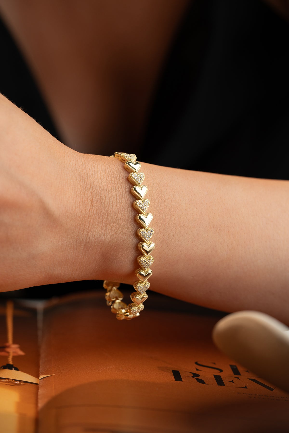 Heart Link Cascade Bracelet in Gold