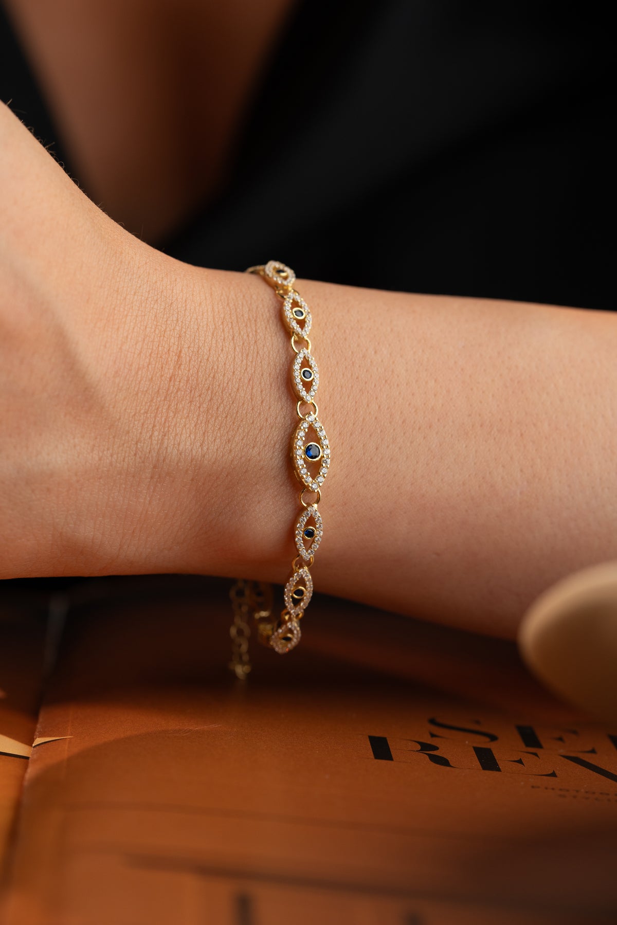 Pave Evil Eye Link Bracelet