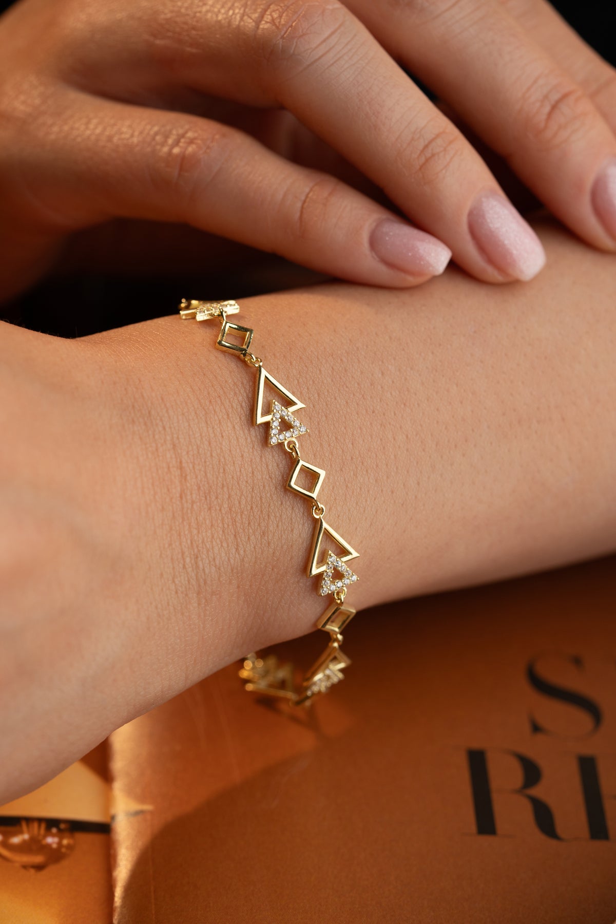 Geometric Triangle Charm Bracelet in Gold
