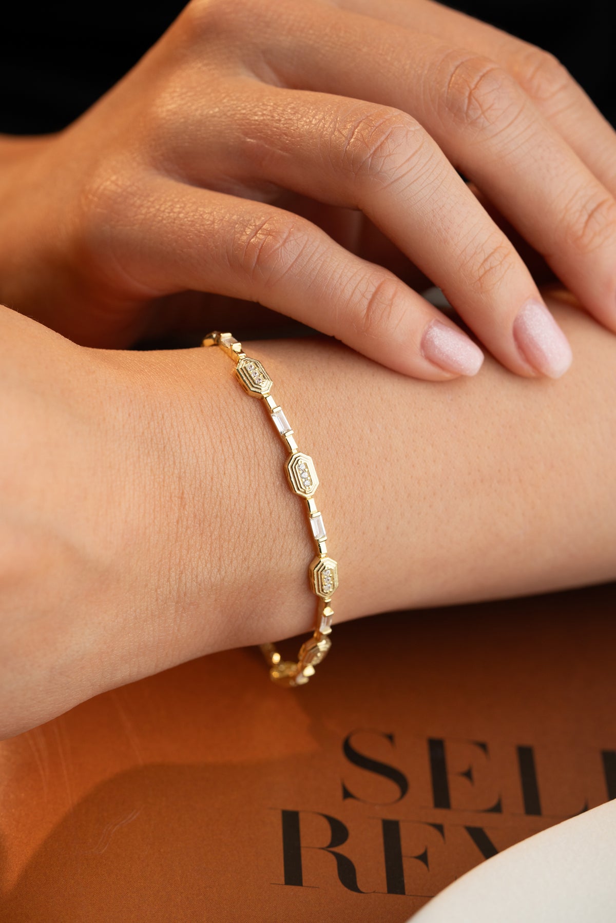 Baguette Cut Station Tennis Bracelet