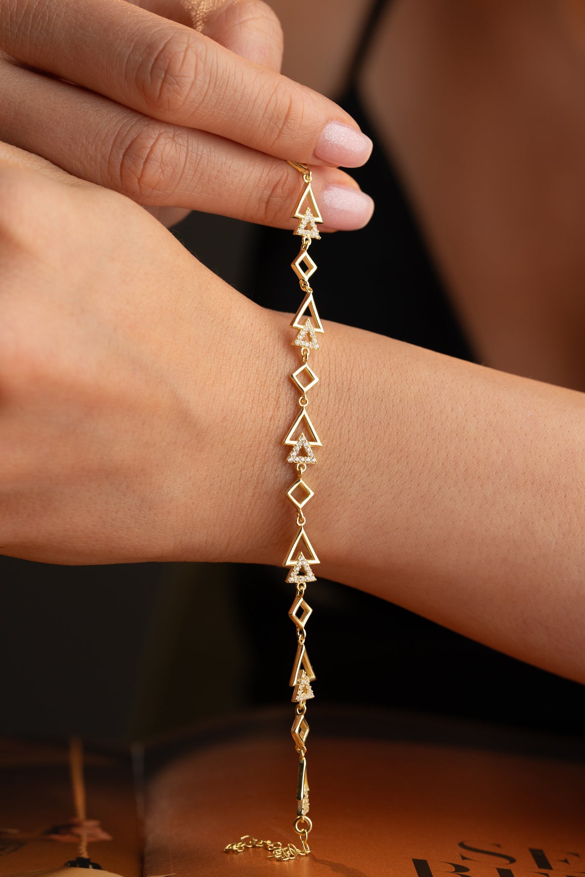 Geometric Triangle Charm Bracelet in Gold