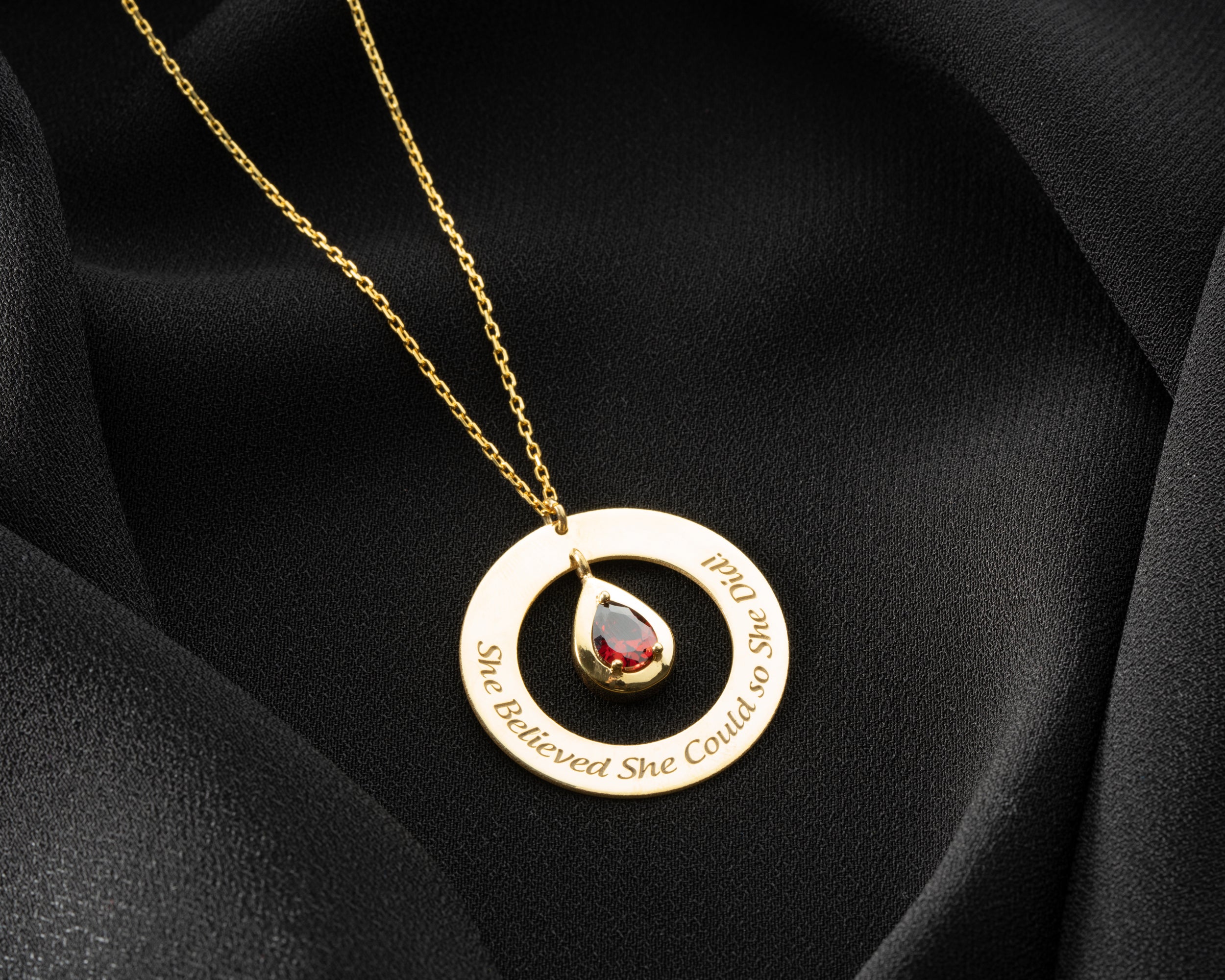 She Believed She Could Birthstone Necklace