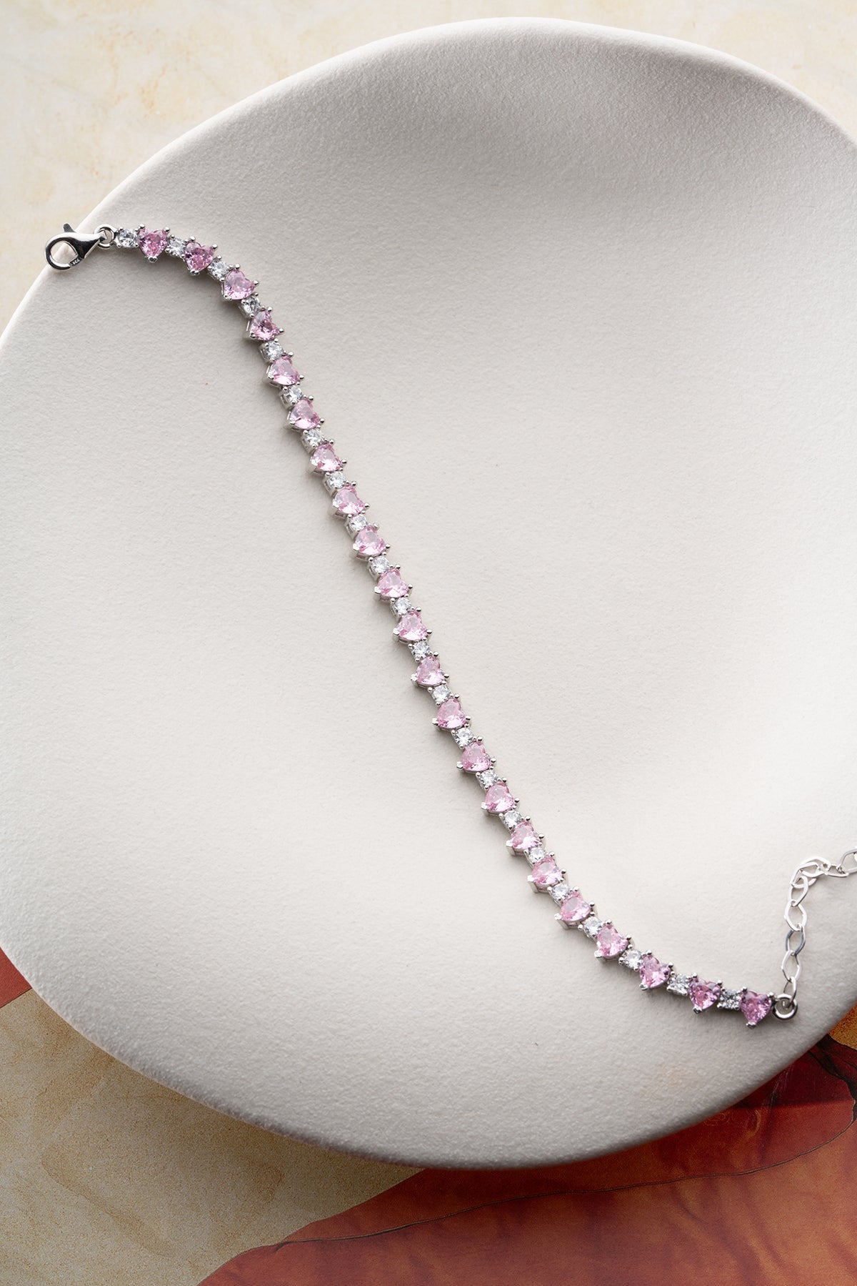 Heart and Round Cut Tennis Bracelet