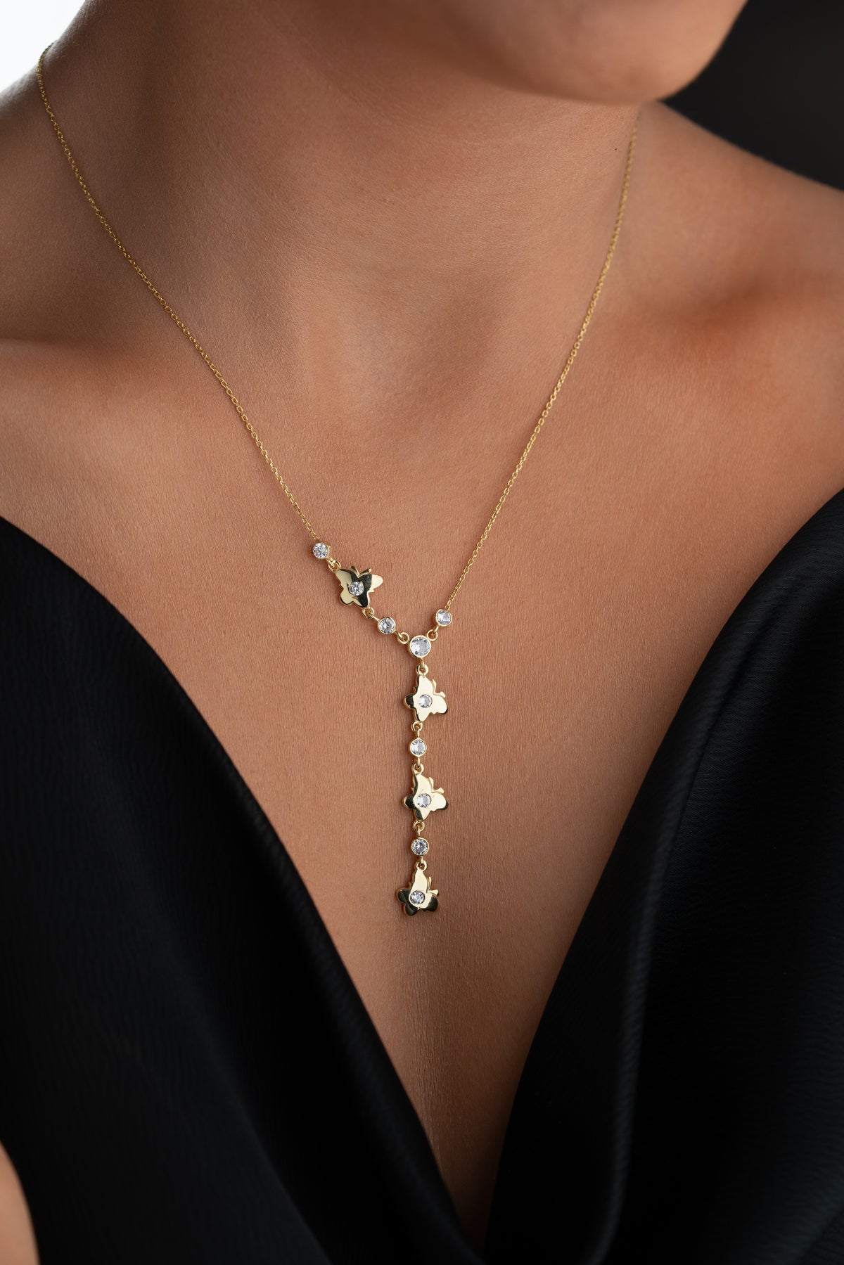 Butterfly Station Lariat Necklace