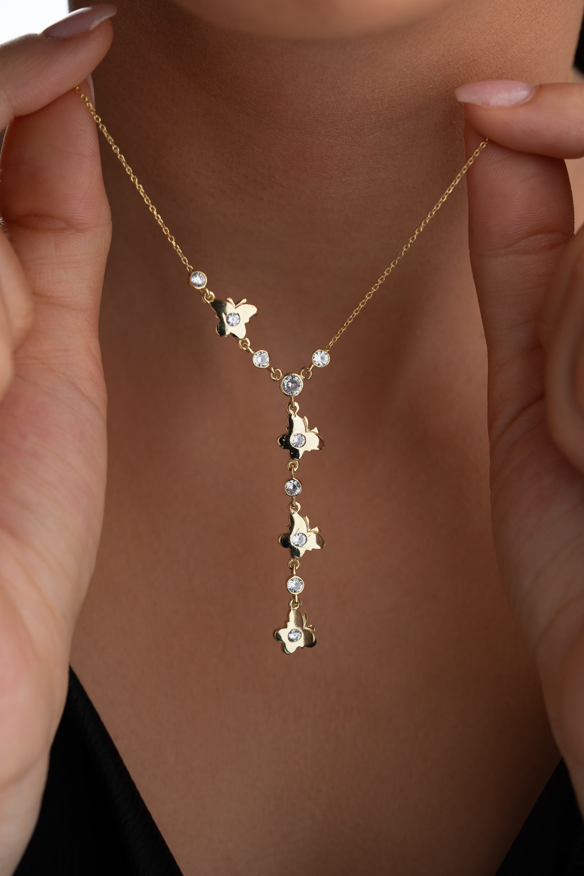 Butterfly Station Lariat Necklace