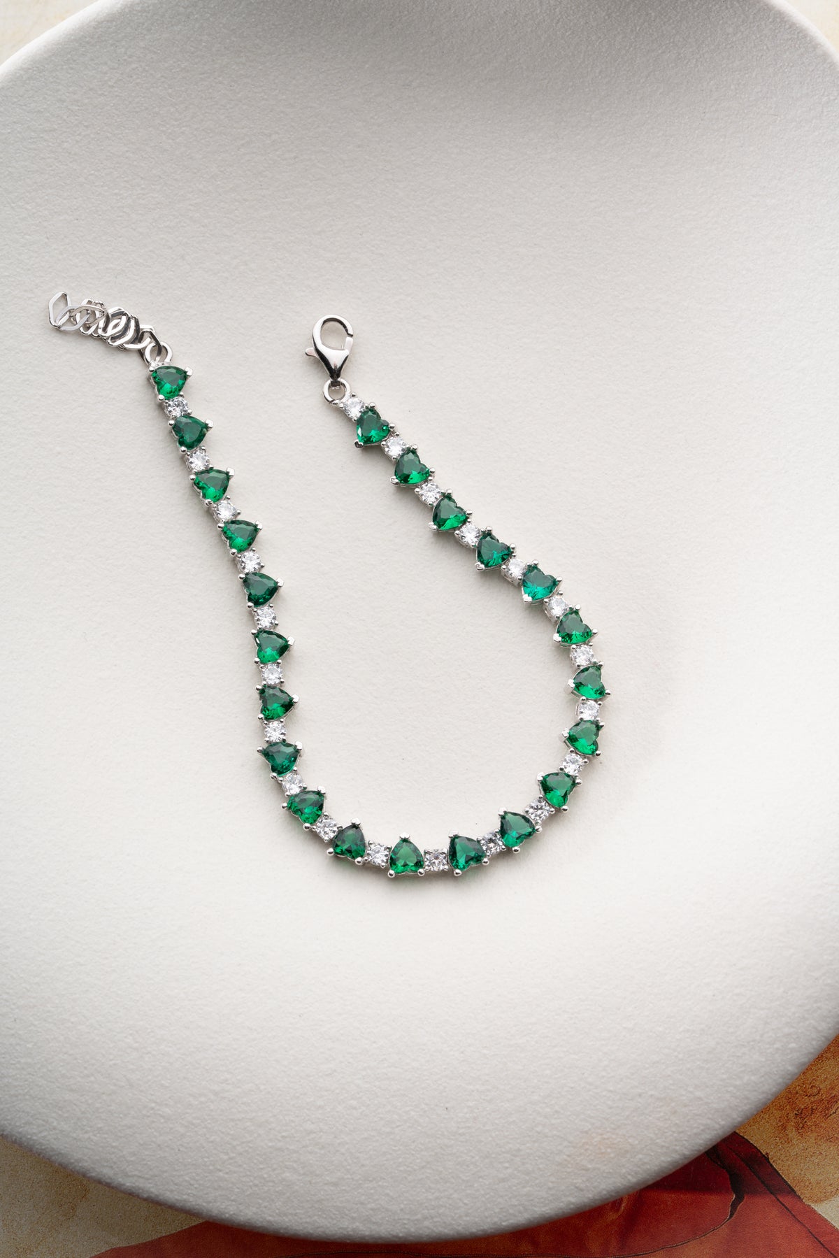 Emerald Heart Tennis Bracelet
