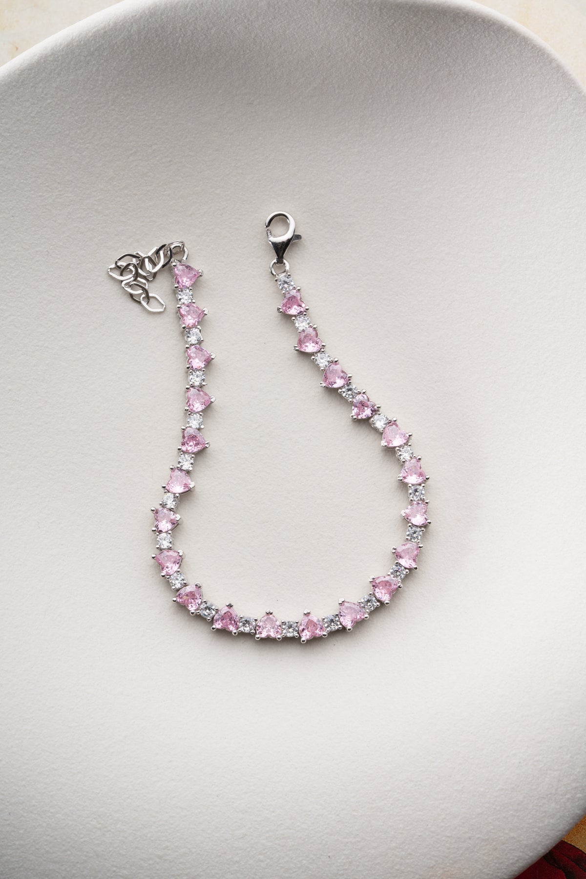Pink Heart Tennis Bracelet