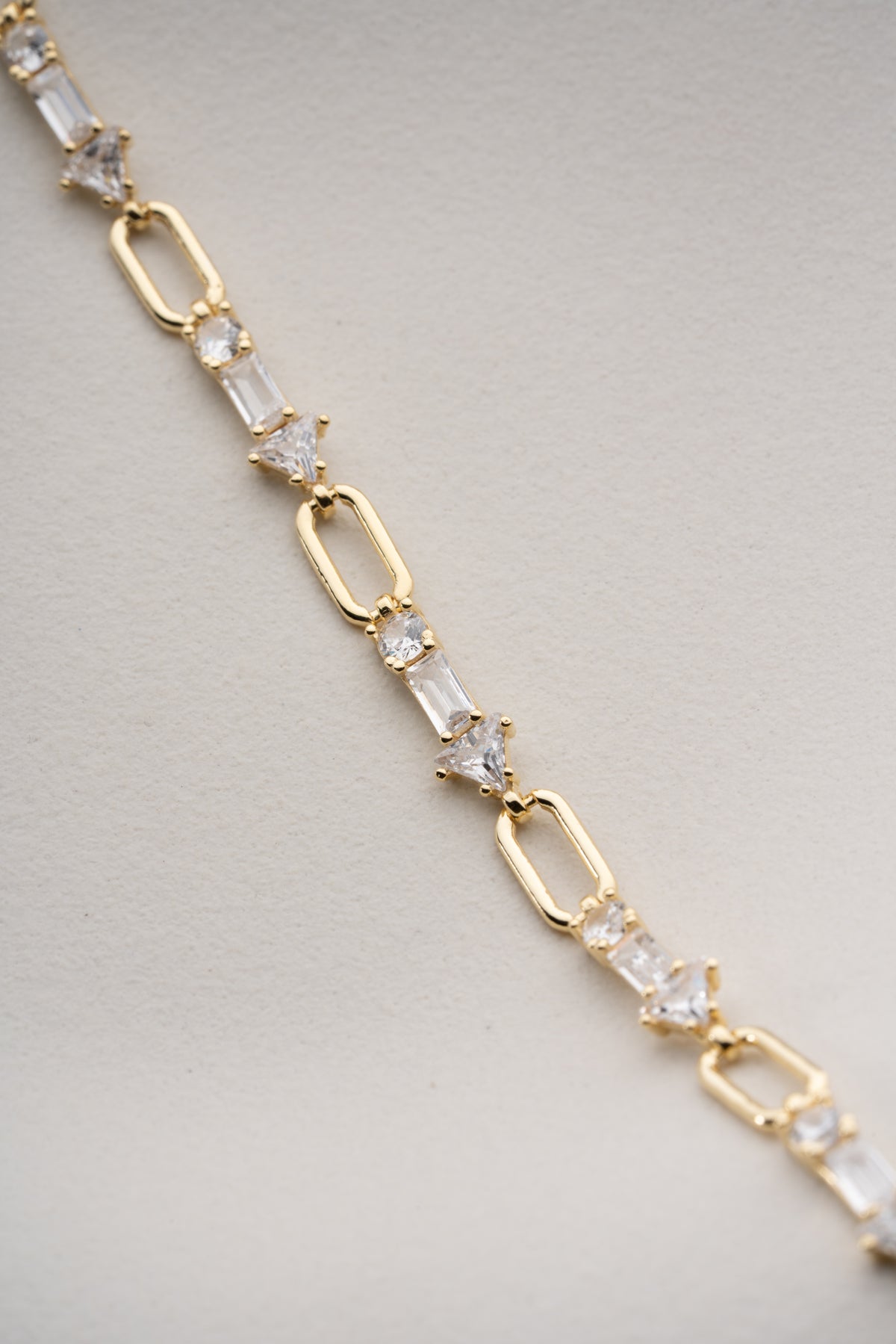 Crystal Cluster Paperclip Chain Bracelet in Gold