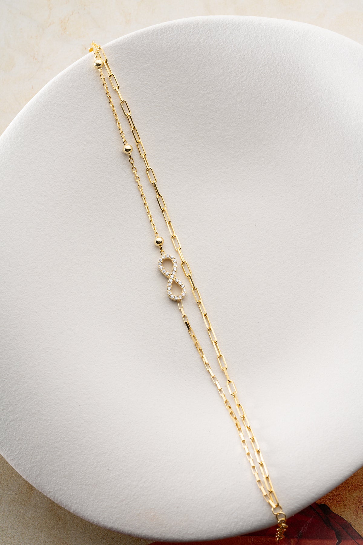 Infinity Double Chain Bracelet in Gold