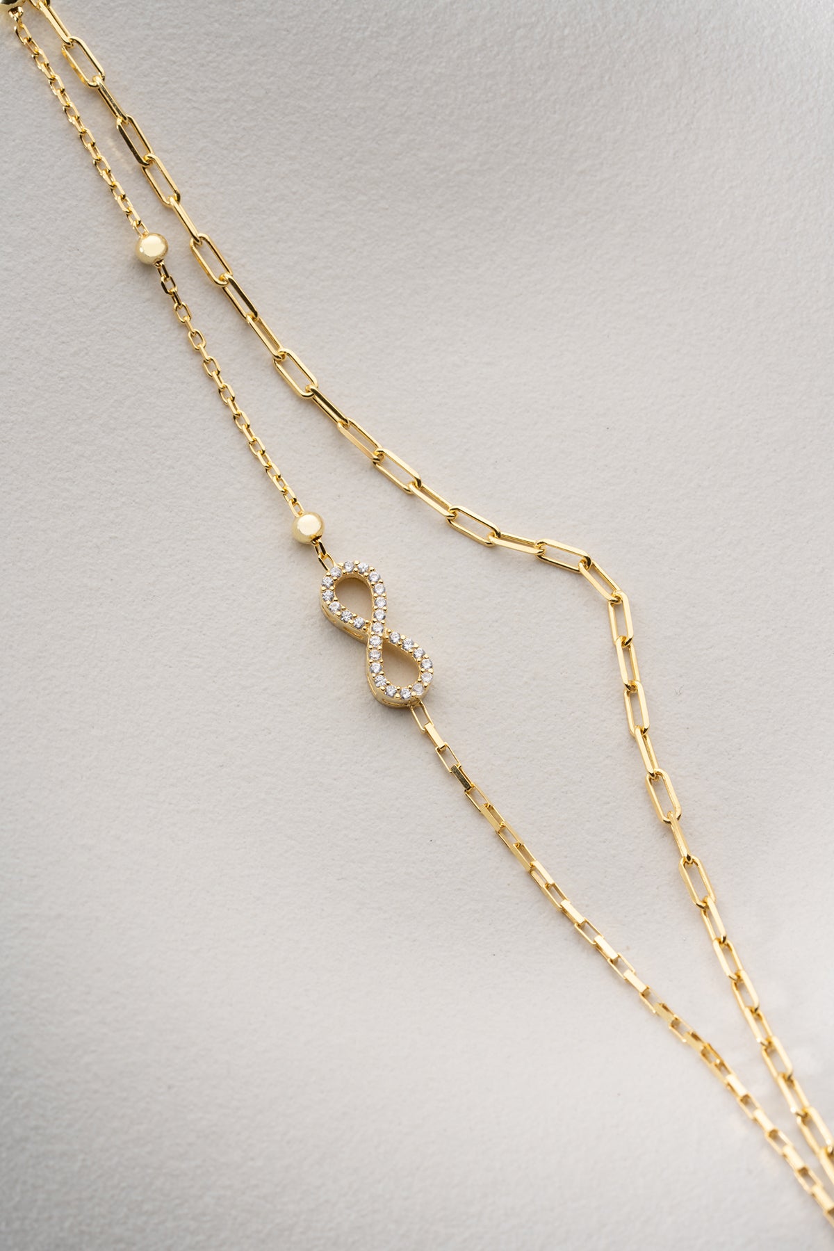 Infinity Double Chain Bracelet in Gold