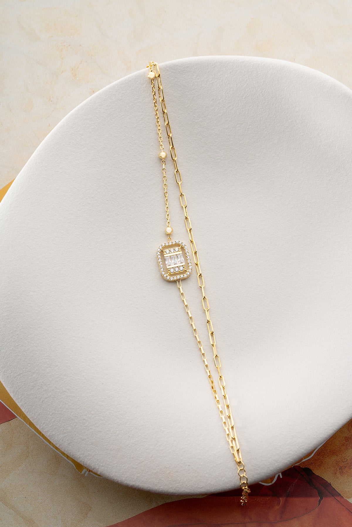 Baguette Crystal Double Chain Bracelet
