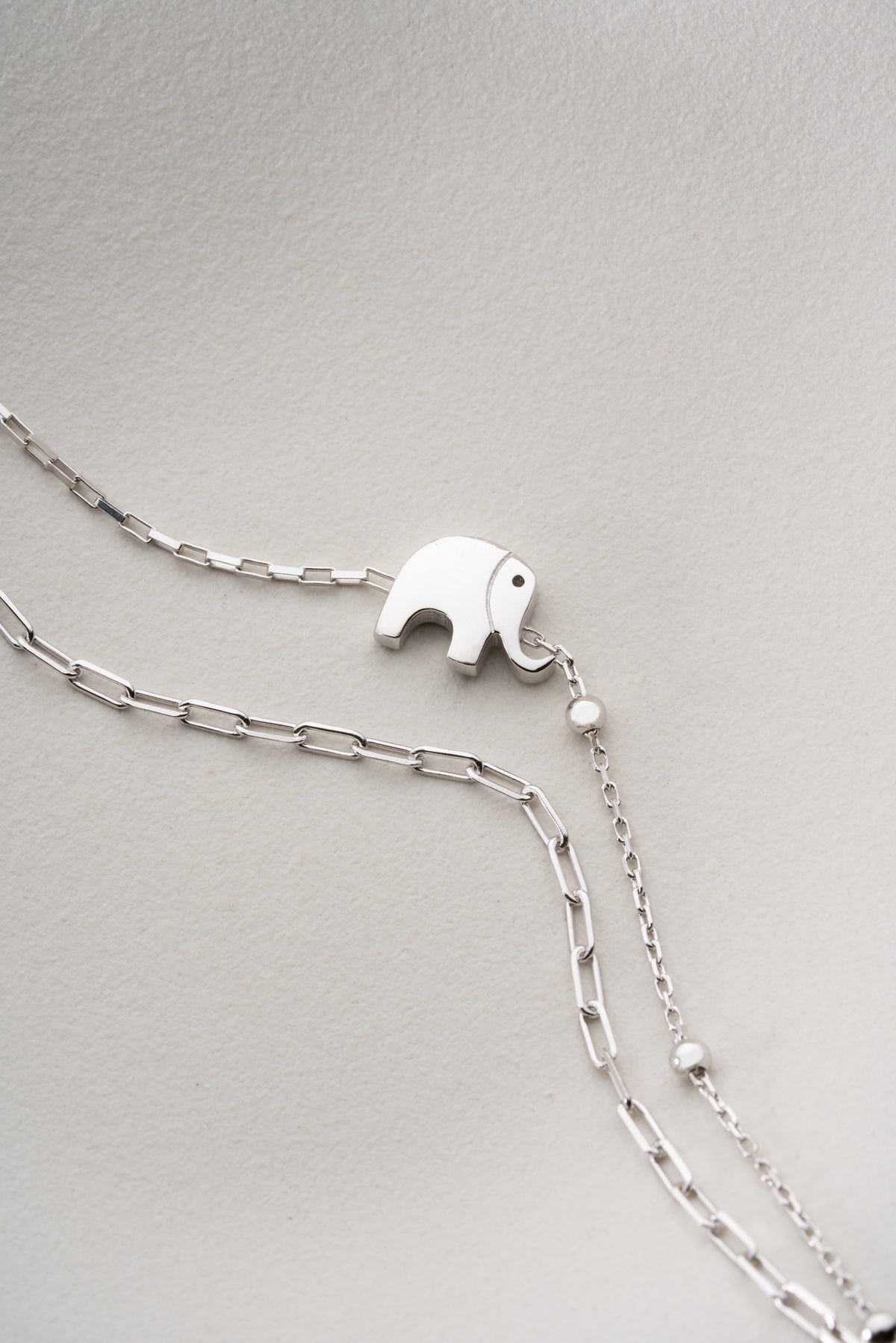 Double Chain Elephant Charm Bracelet