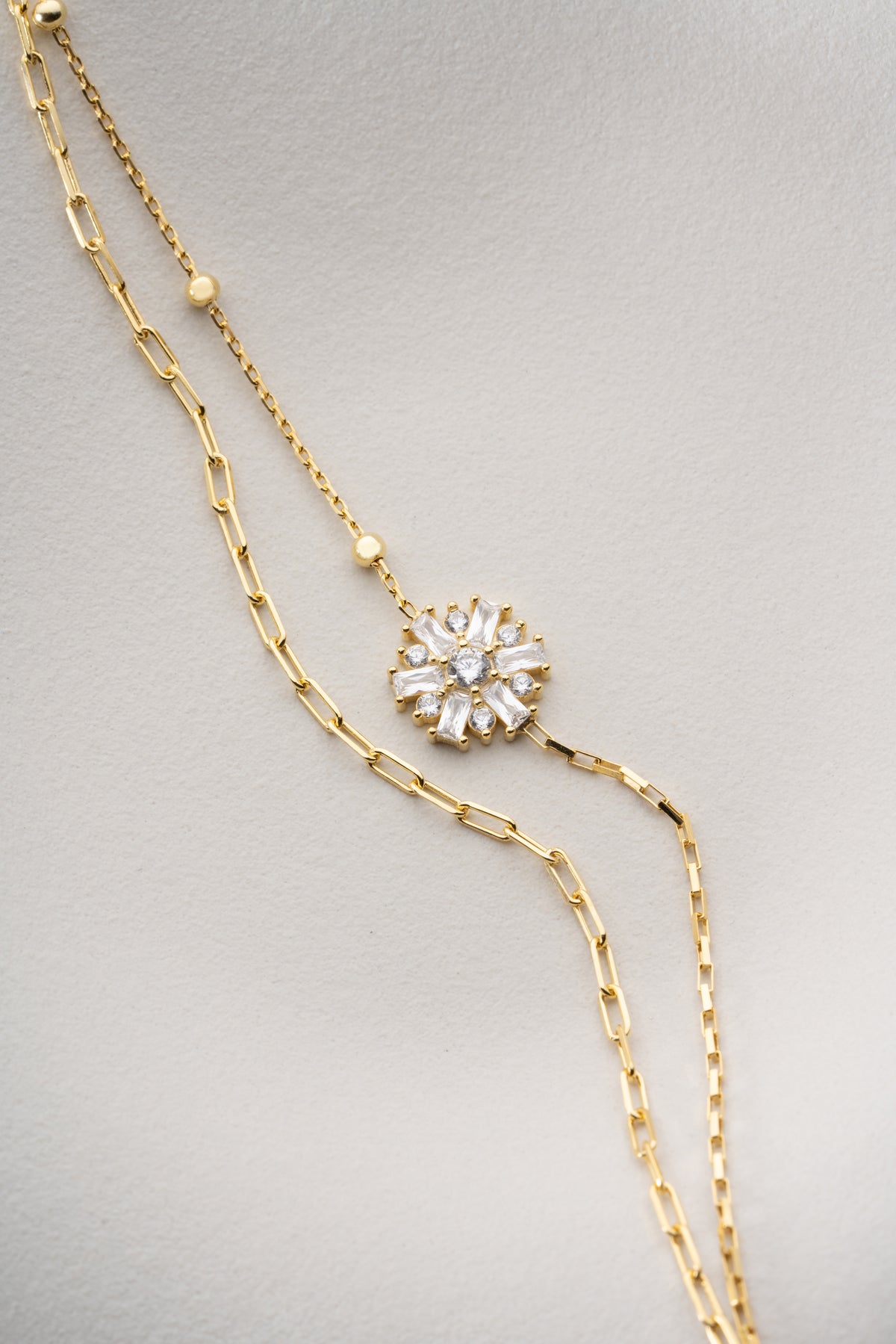 Double Chain Crystal Snowflake Bracelet