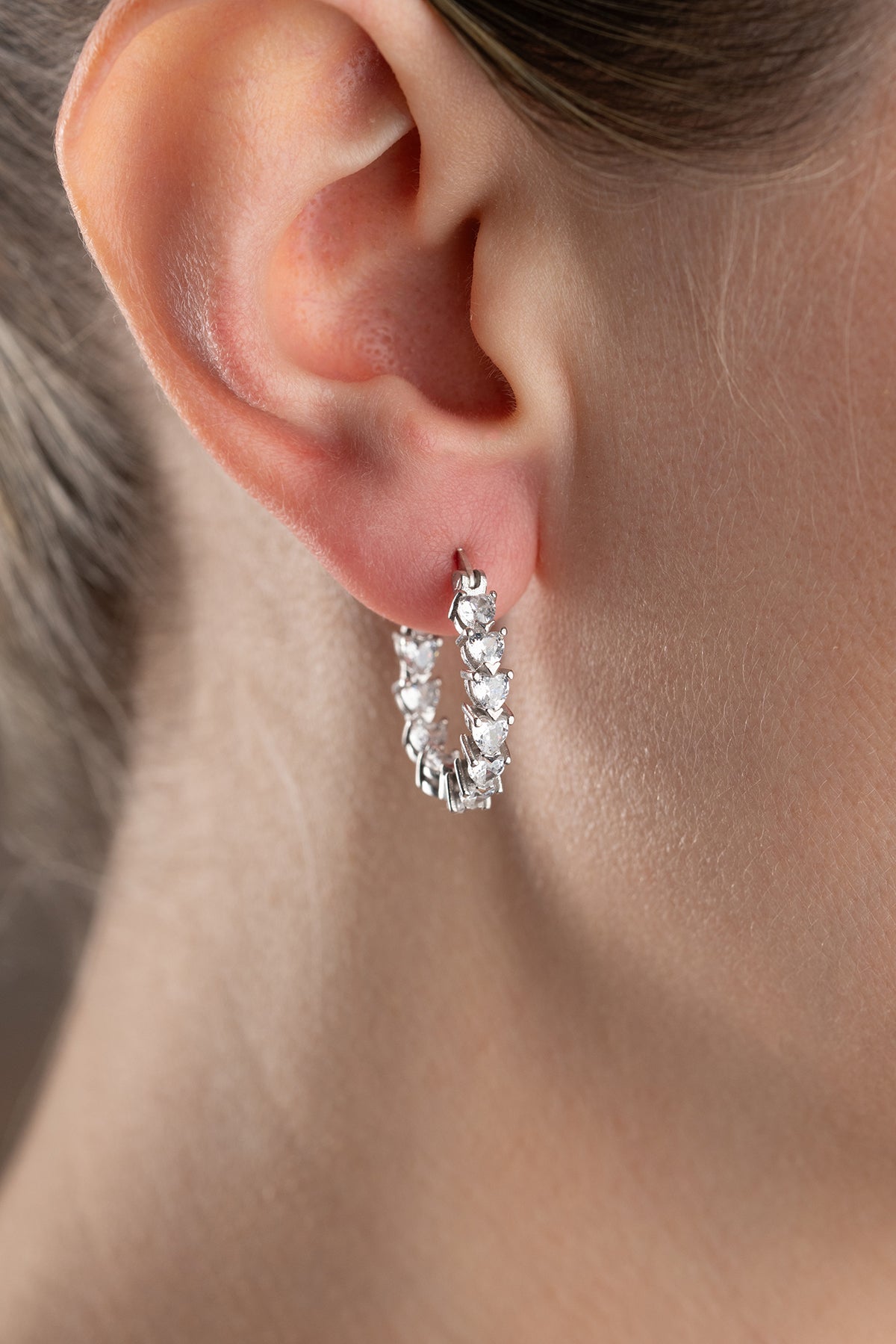 Heart Cut Crystal Hoop Earrings