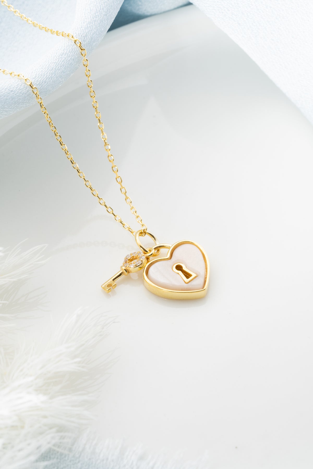 Heart Lock and Key Charm Necklace