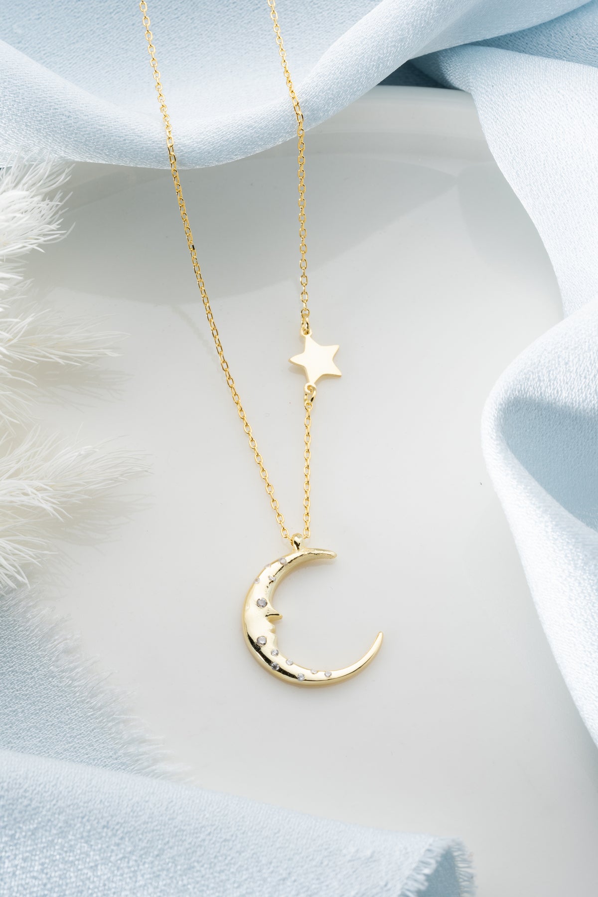 Crescent Moon and Star Necklace