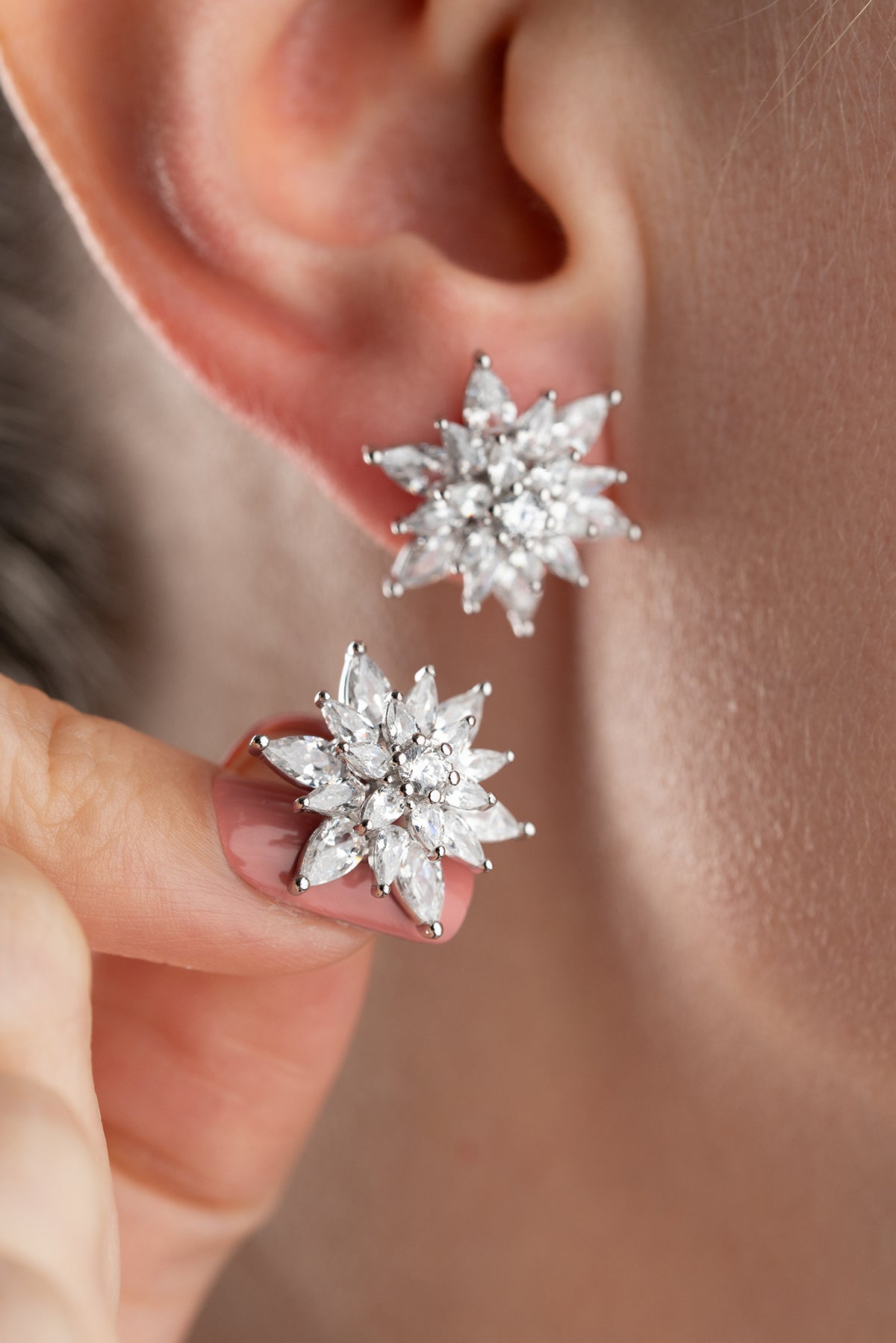 Crystal Lotus Burst Stud Earrings