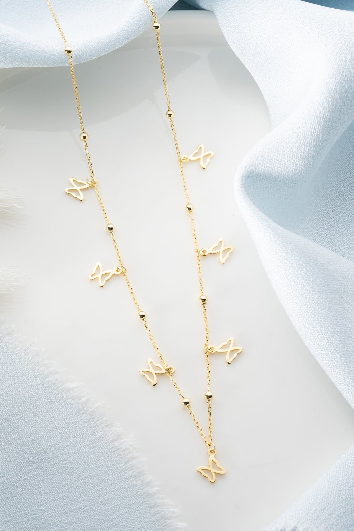 Butterfly Charm Station Necklace