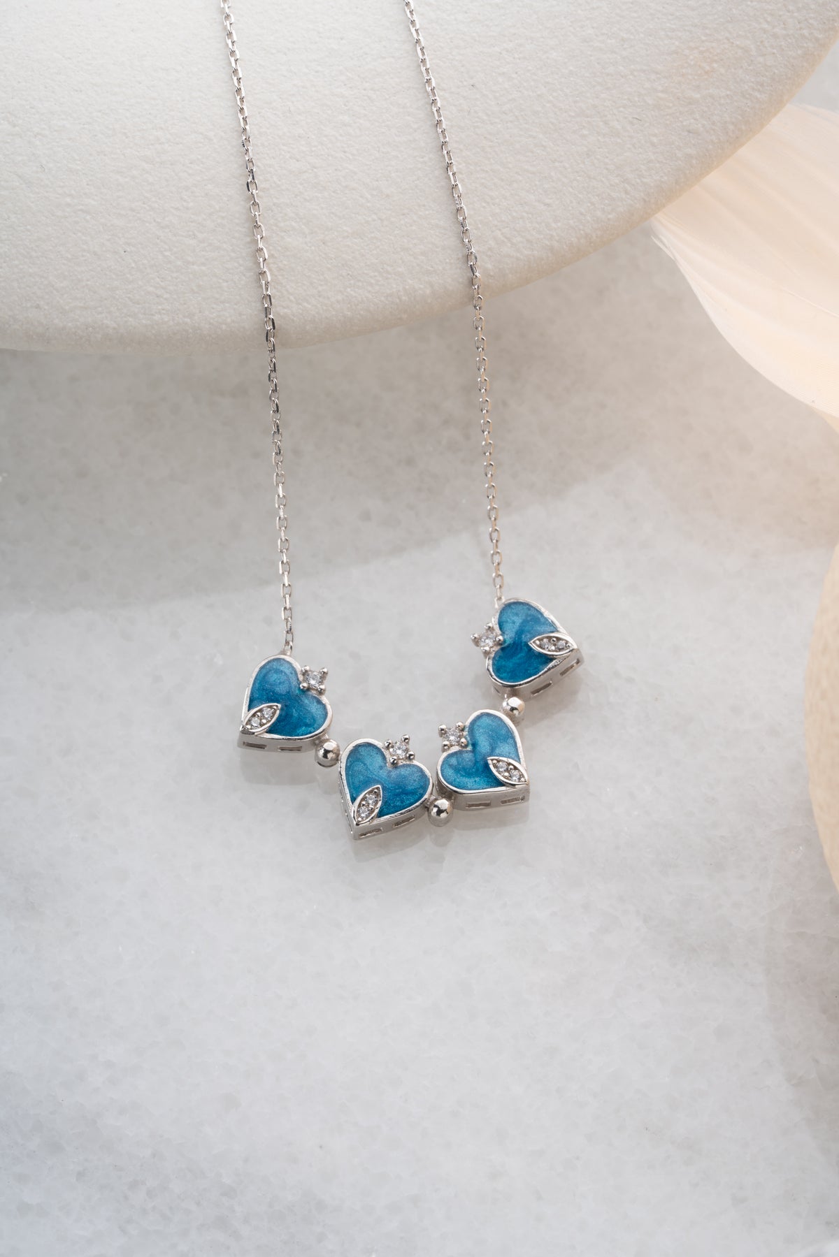 Convertible Blue Clover Heart Necklace