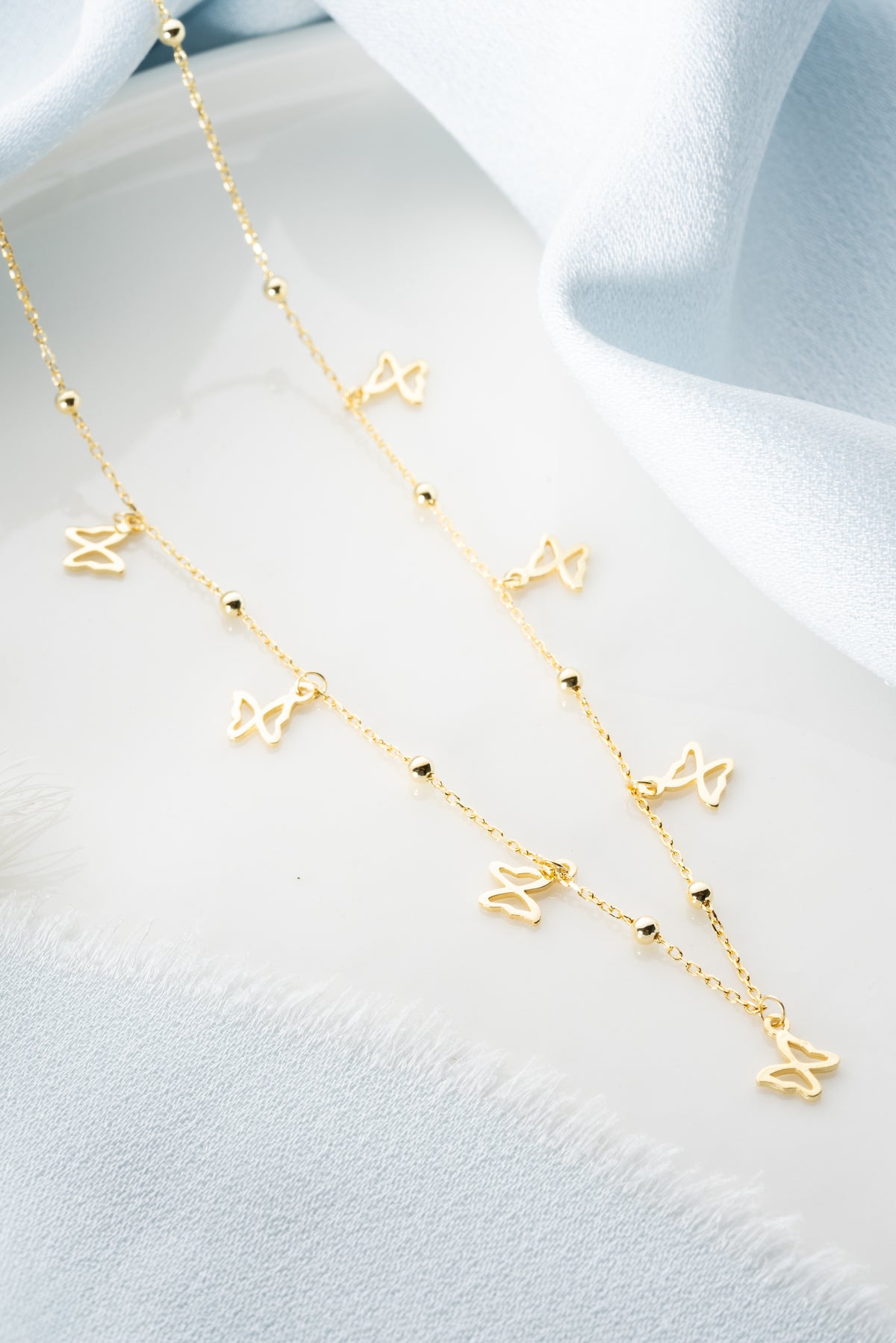 Butterfly Charm Station Necklace