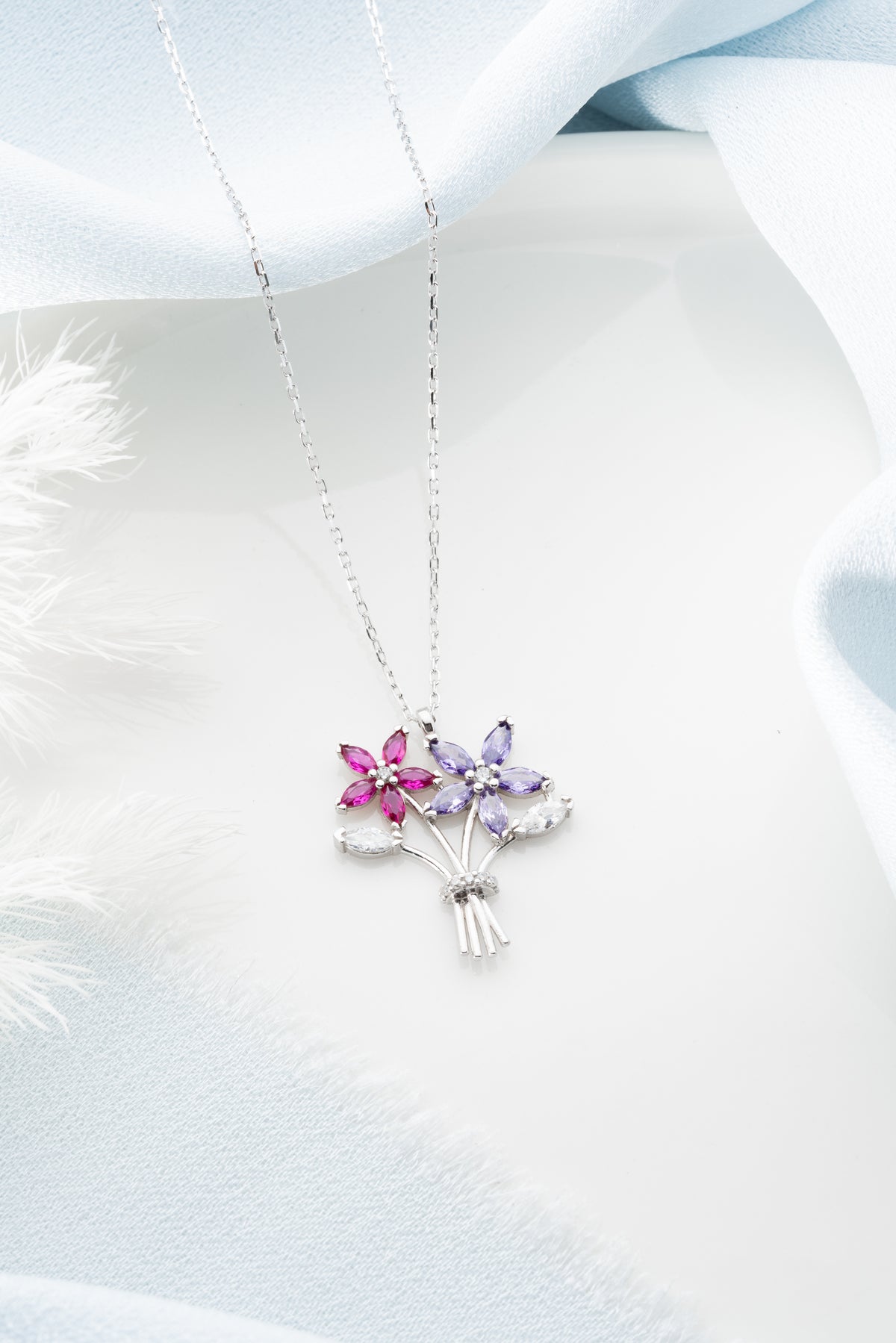 Flower Bouquet Pendant Necklace