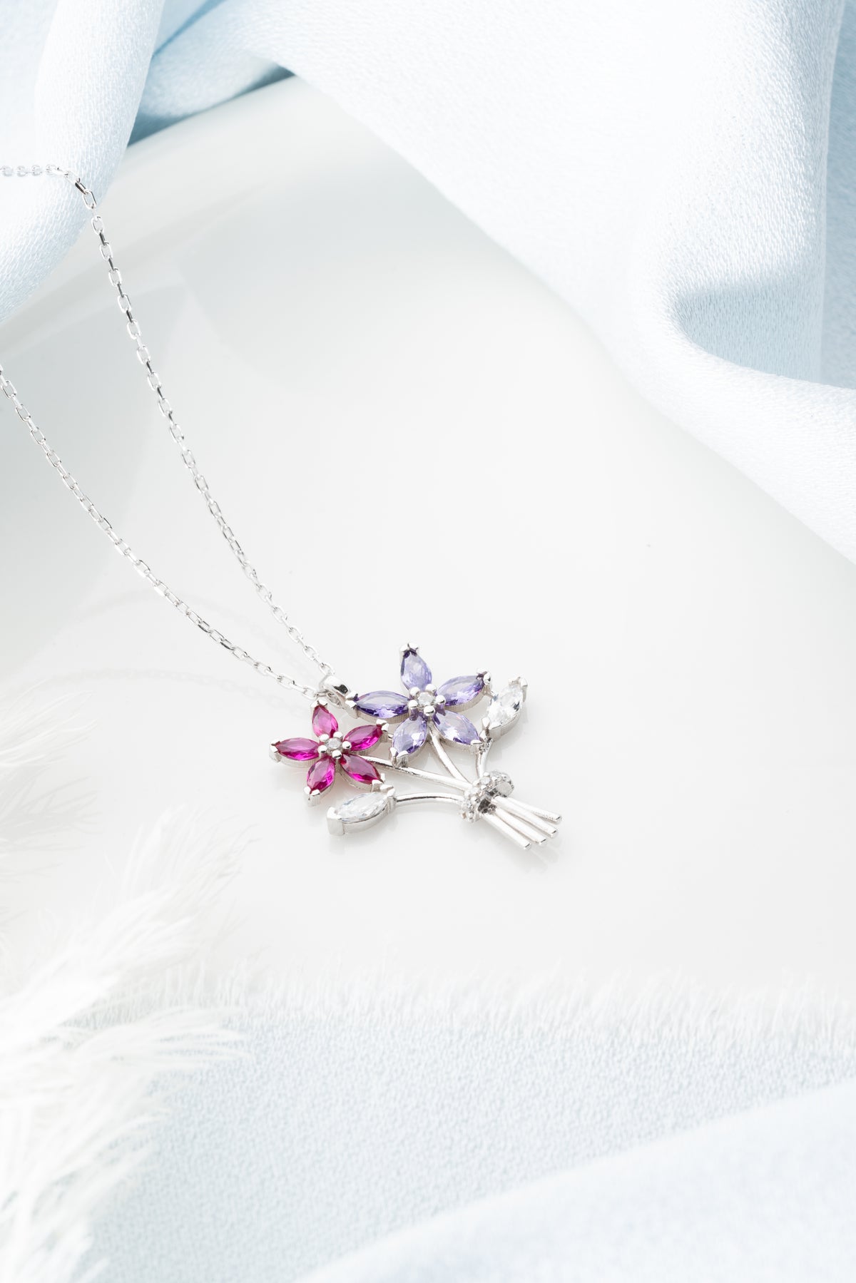 Flower Bouquet Pendant Necklace