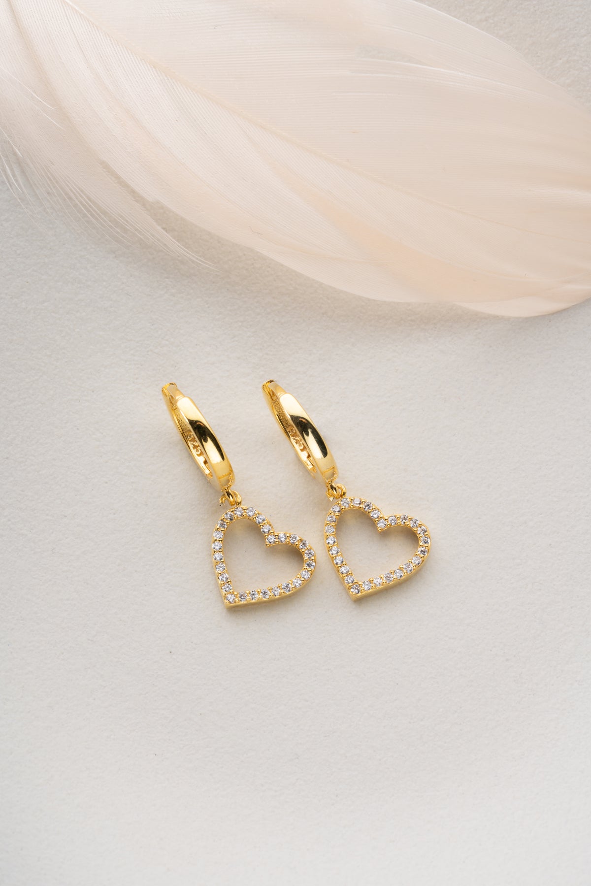Open Heart Huggie Hoop Earrings