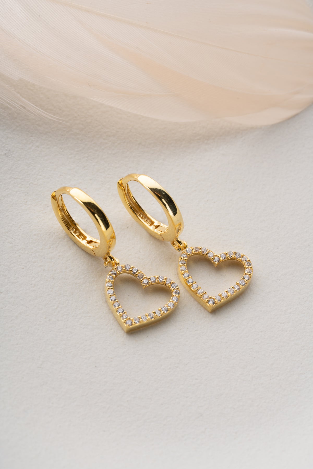 Open Heart Huggie Hoop Earrings