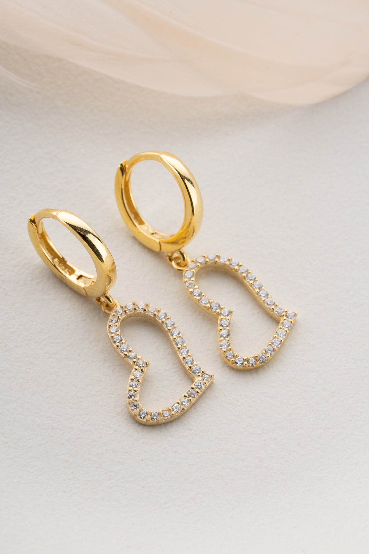 Pave Open Heart Huggie Earrings