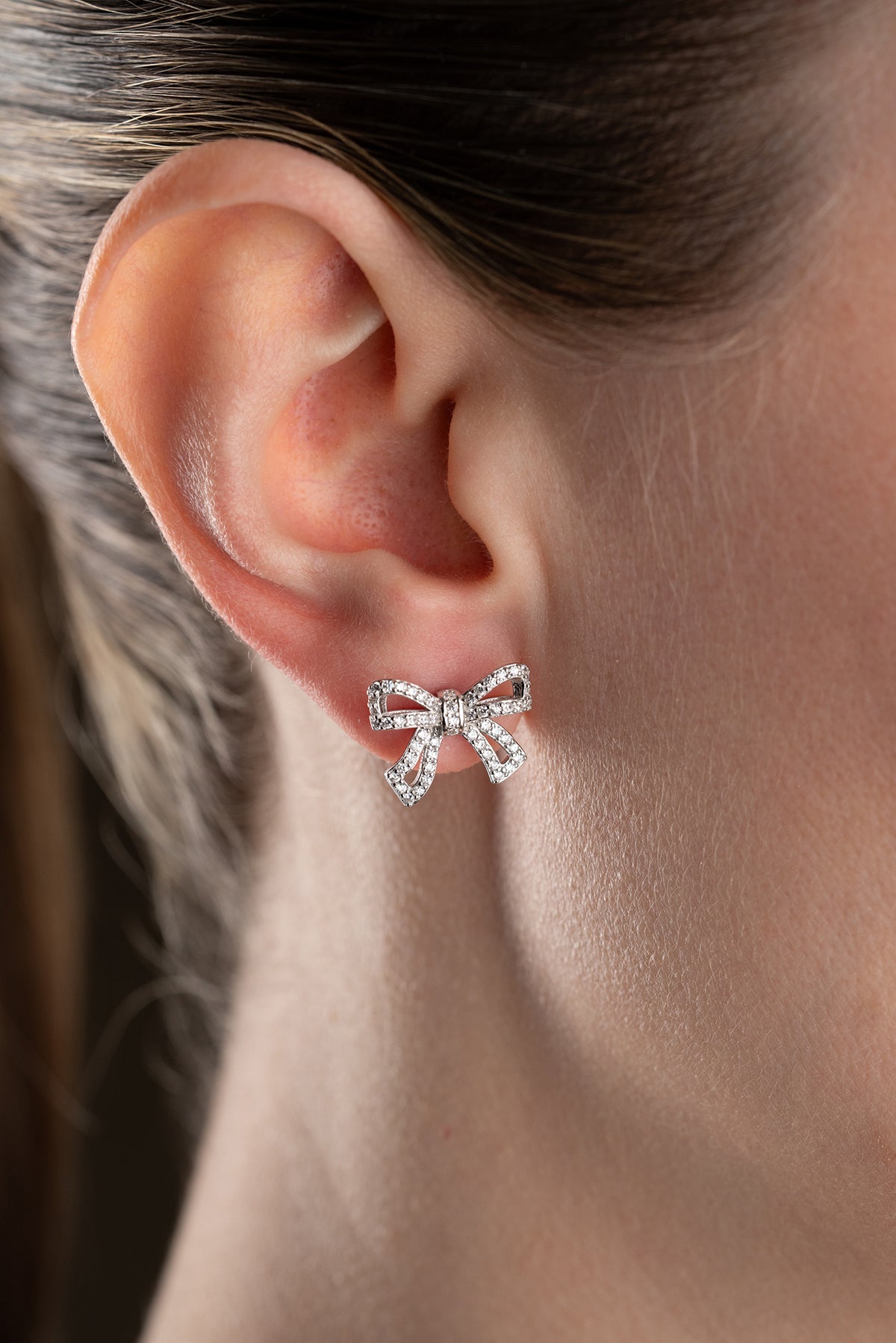 Pave Crystal Bow Stud Earrings