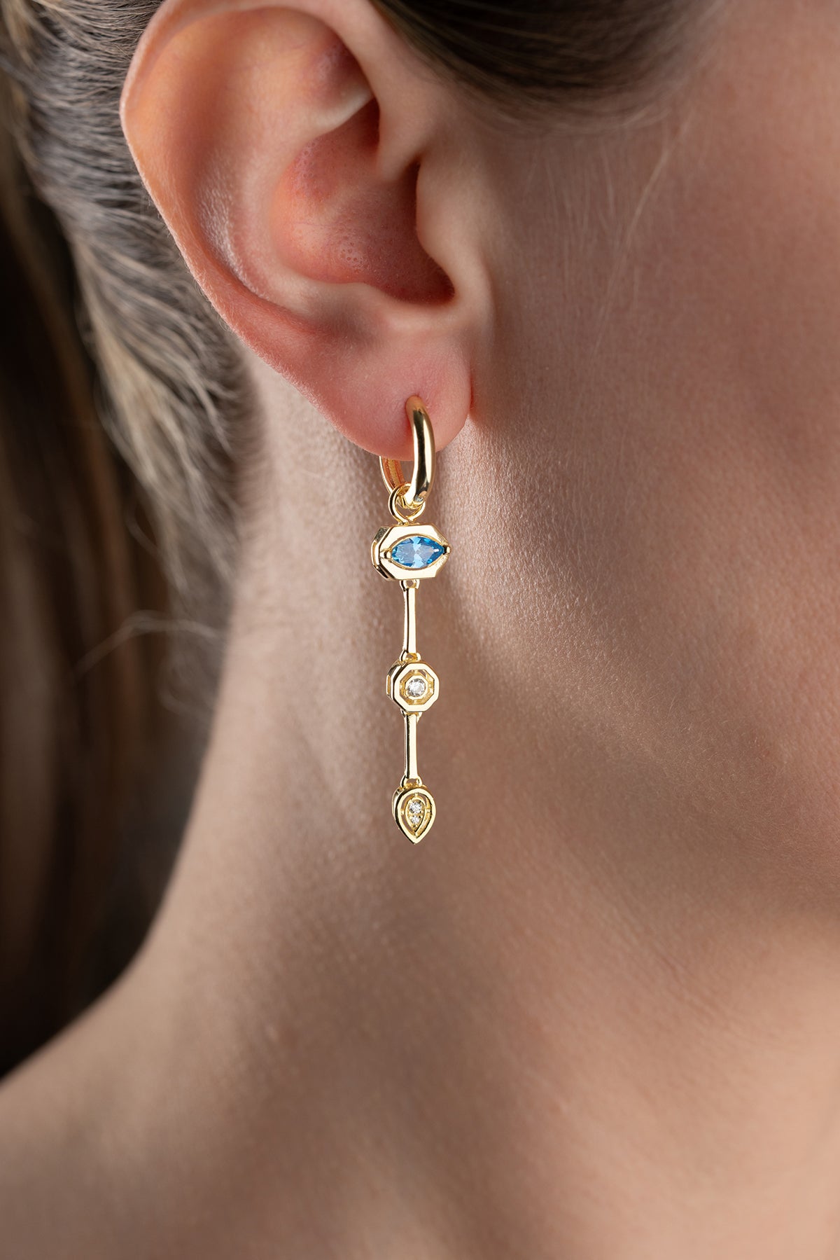 Blue Topaz Crystal Bar Earrings