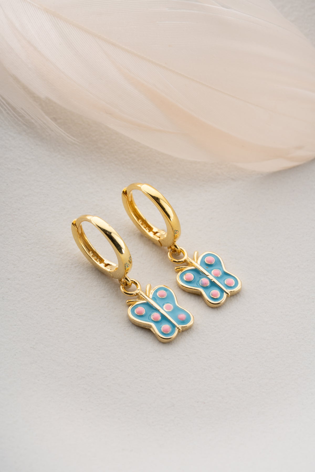 Colorful Enamel Butterfly Huggie Earrings