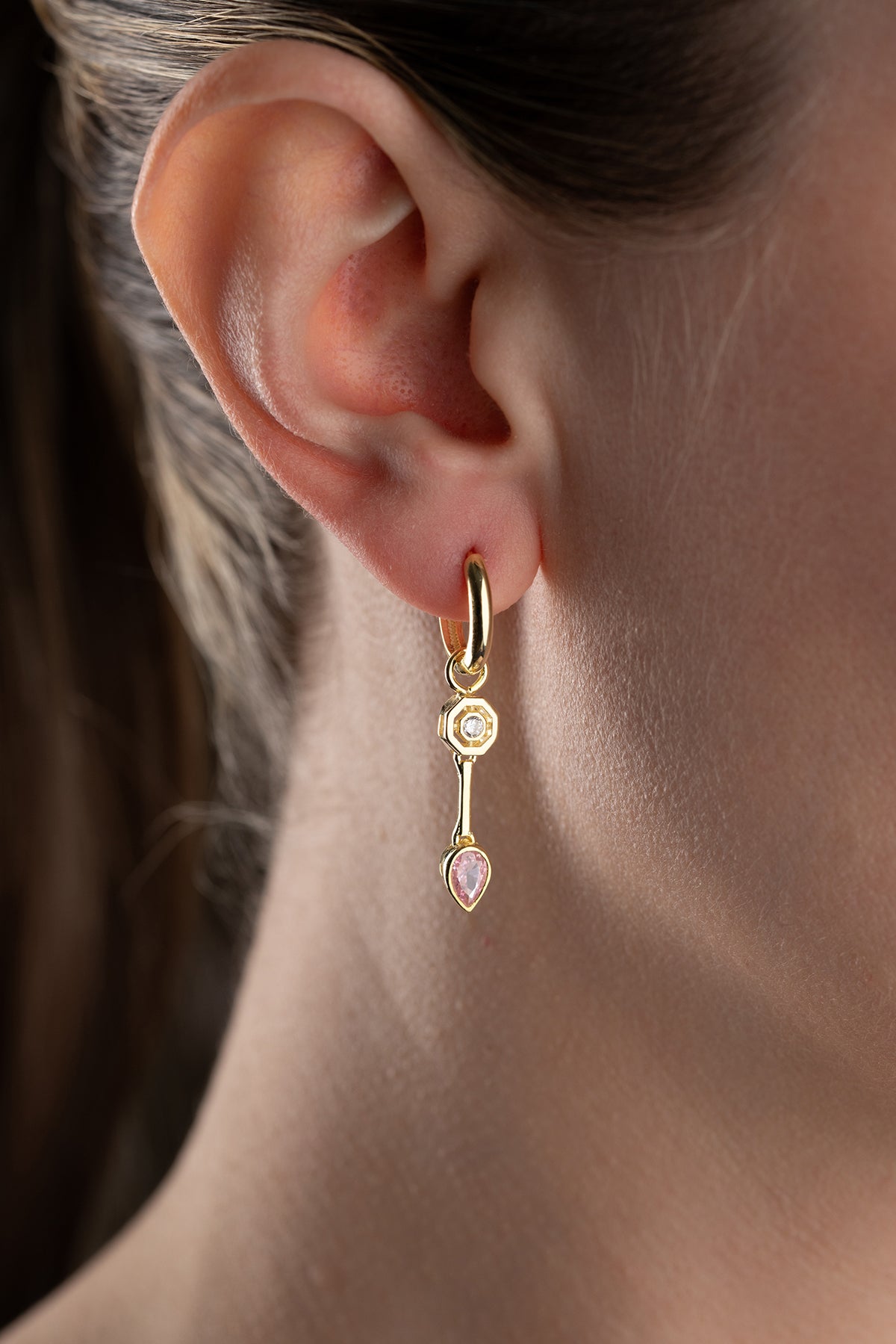 Pink Teardrop Crystal Drop Earrings