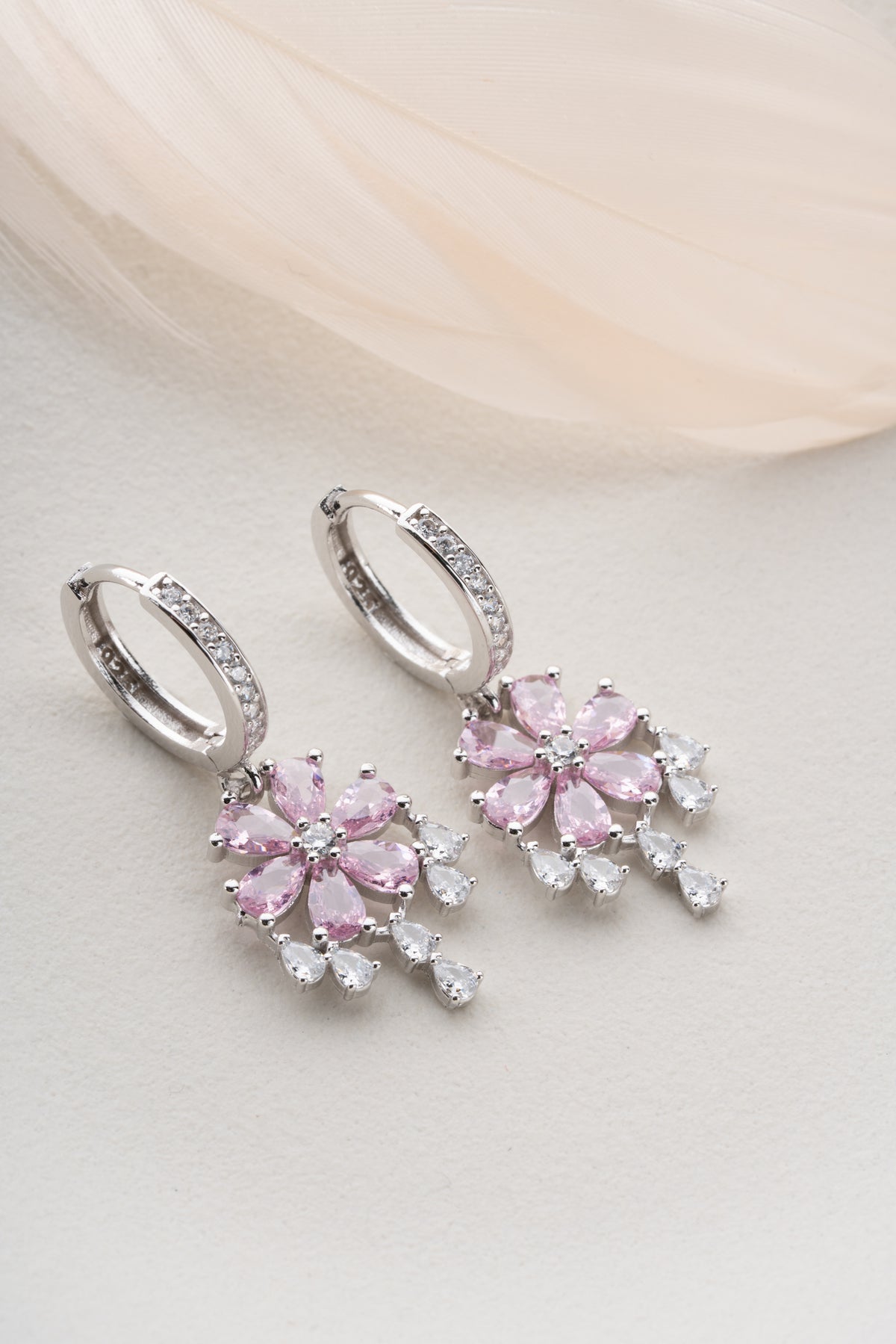 Pink Blossom Chandelier Drop Earrings