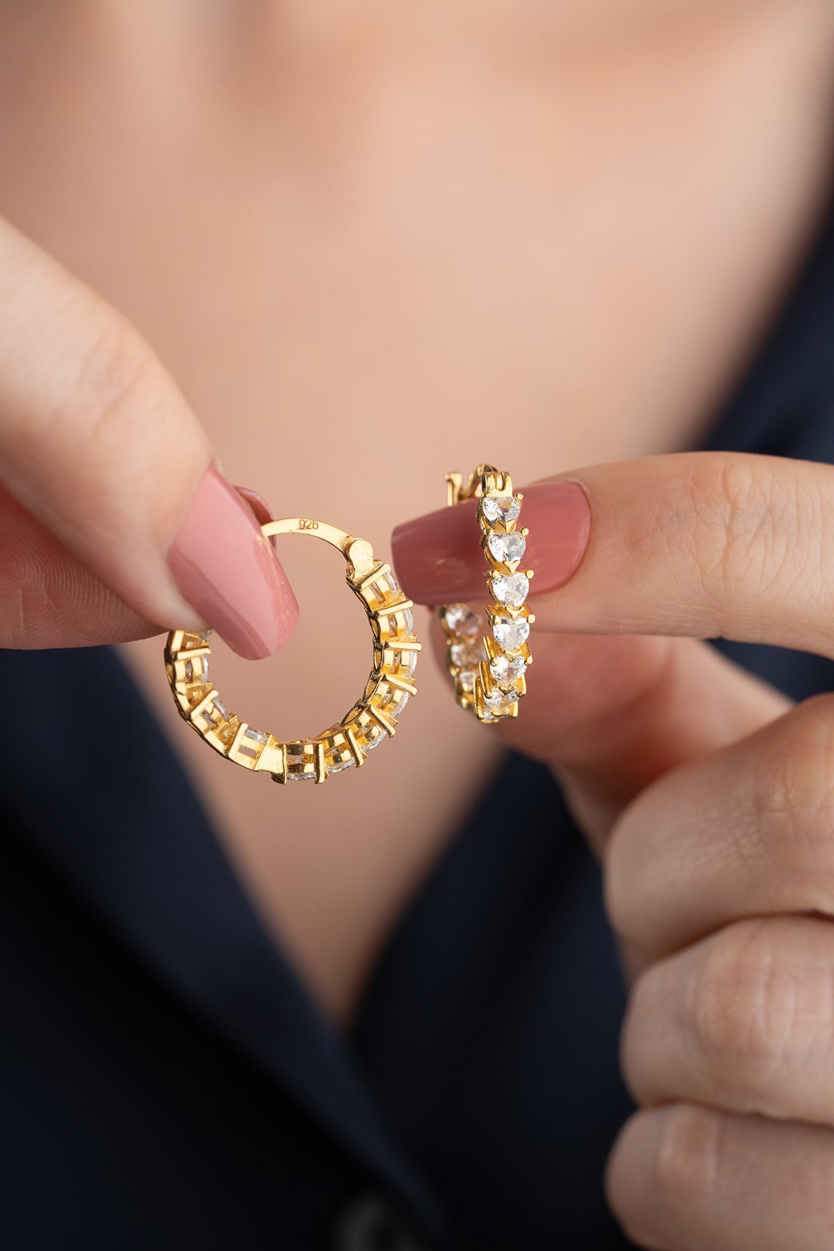 Heart Cut Crystal Hoop Earrings