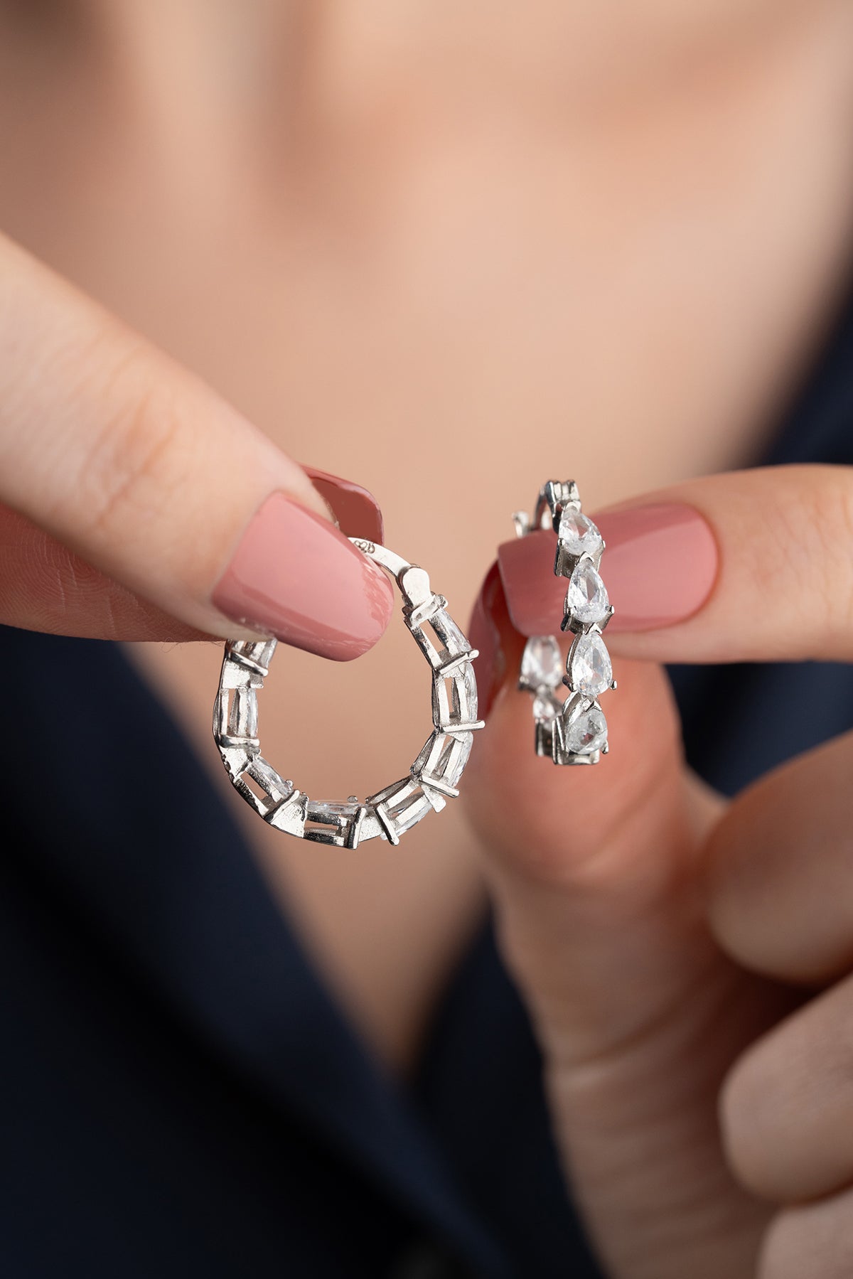 Pear Cut Crystal Hoop Earrings