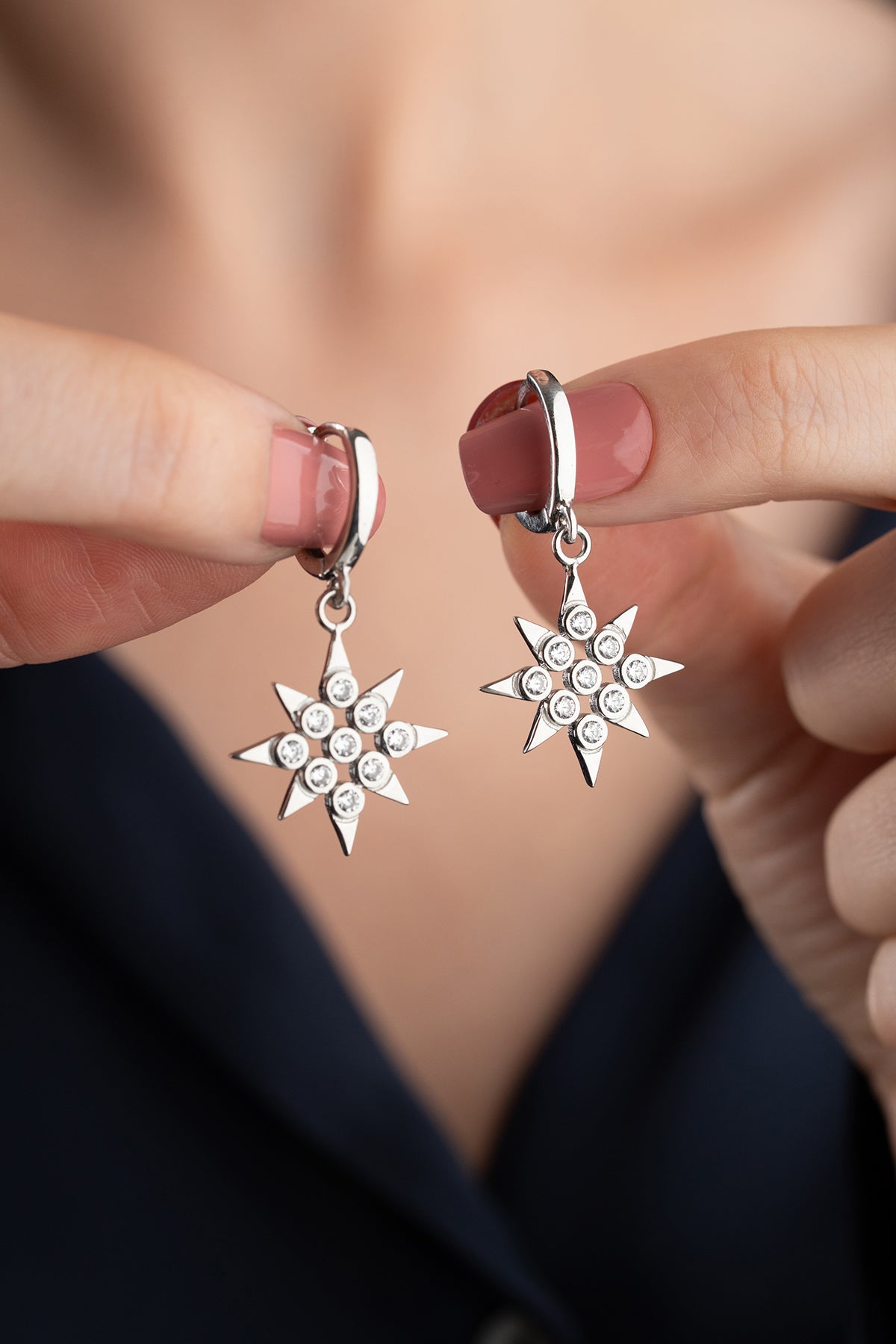 Celestial Star Crystal Drop Earrings
