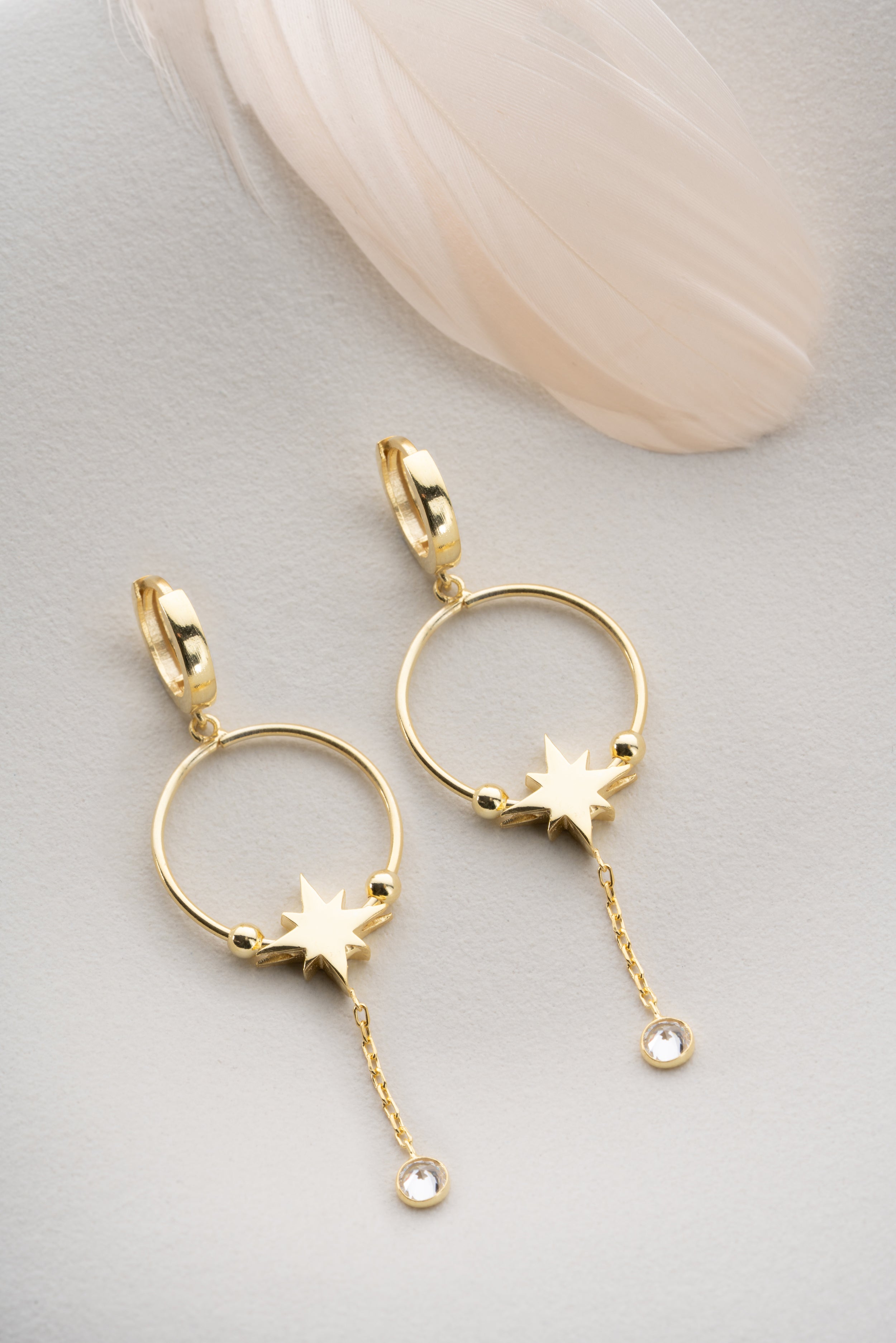 Custom Initial North Star Hoop Earrings