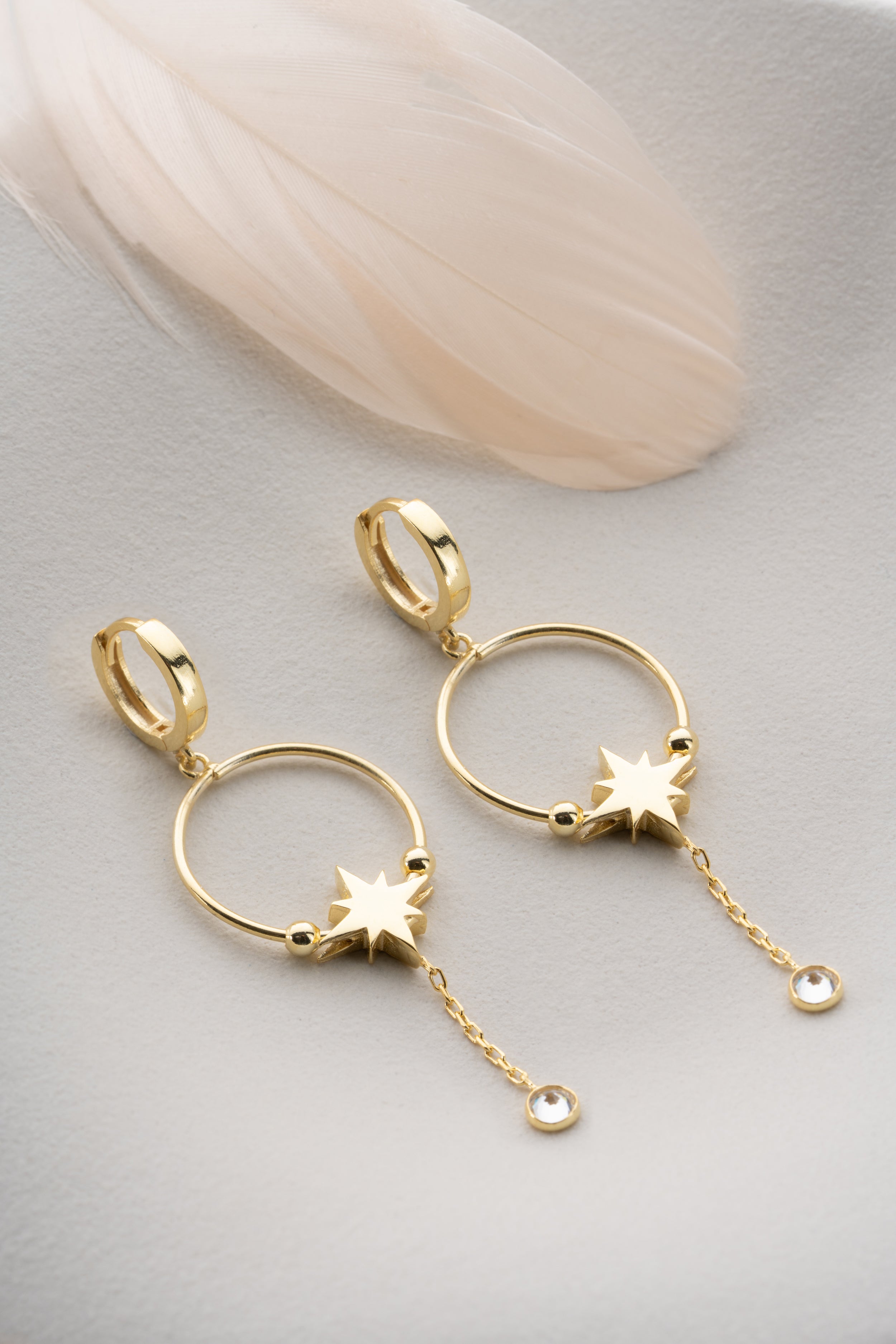 Custom Initial North Star Hoop Earrings