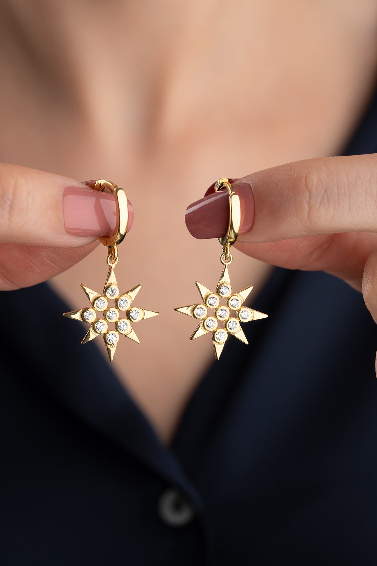 Celestial Star Crystal Drop Earrings