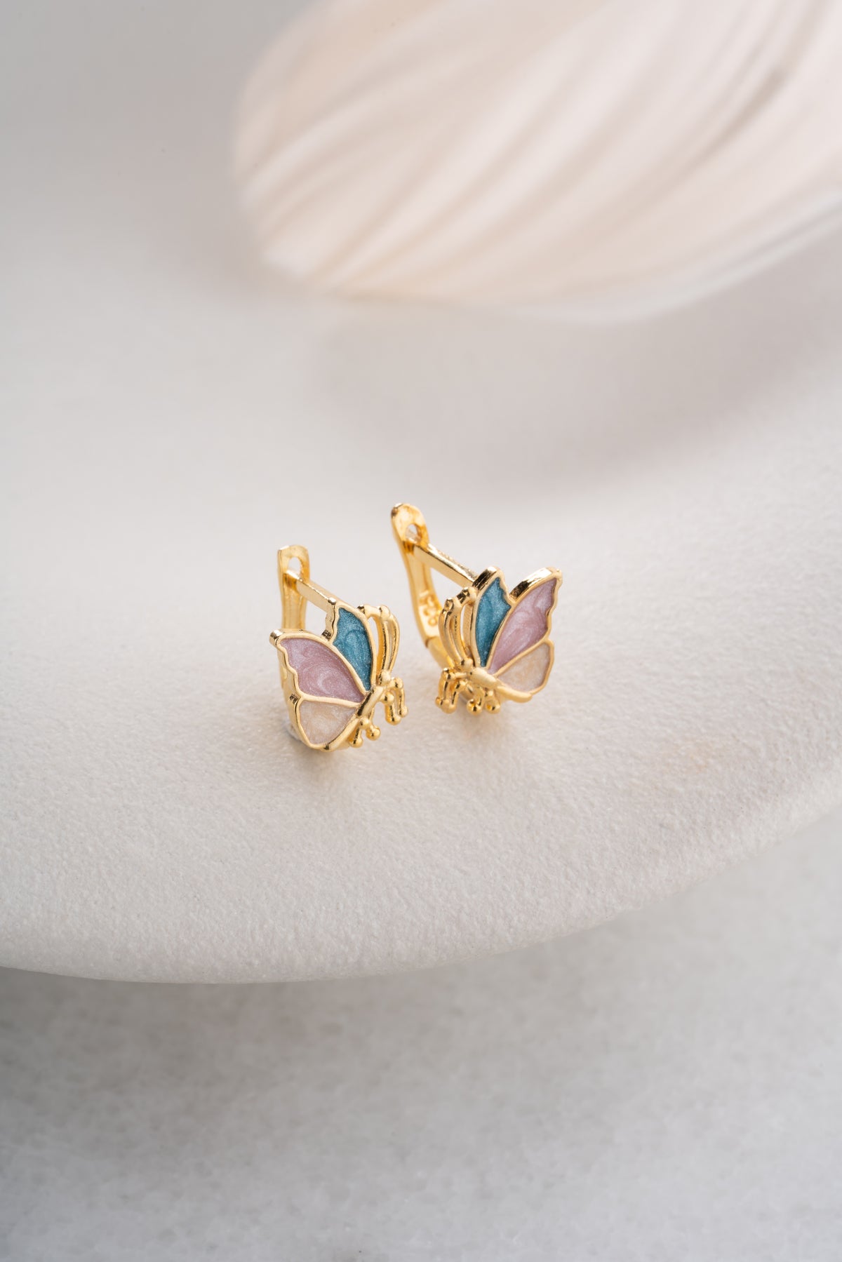 Colorful Enamel Butterfly Huggie Earrings