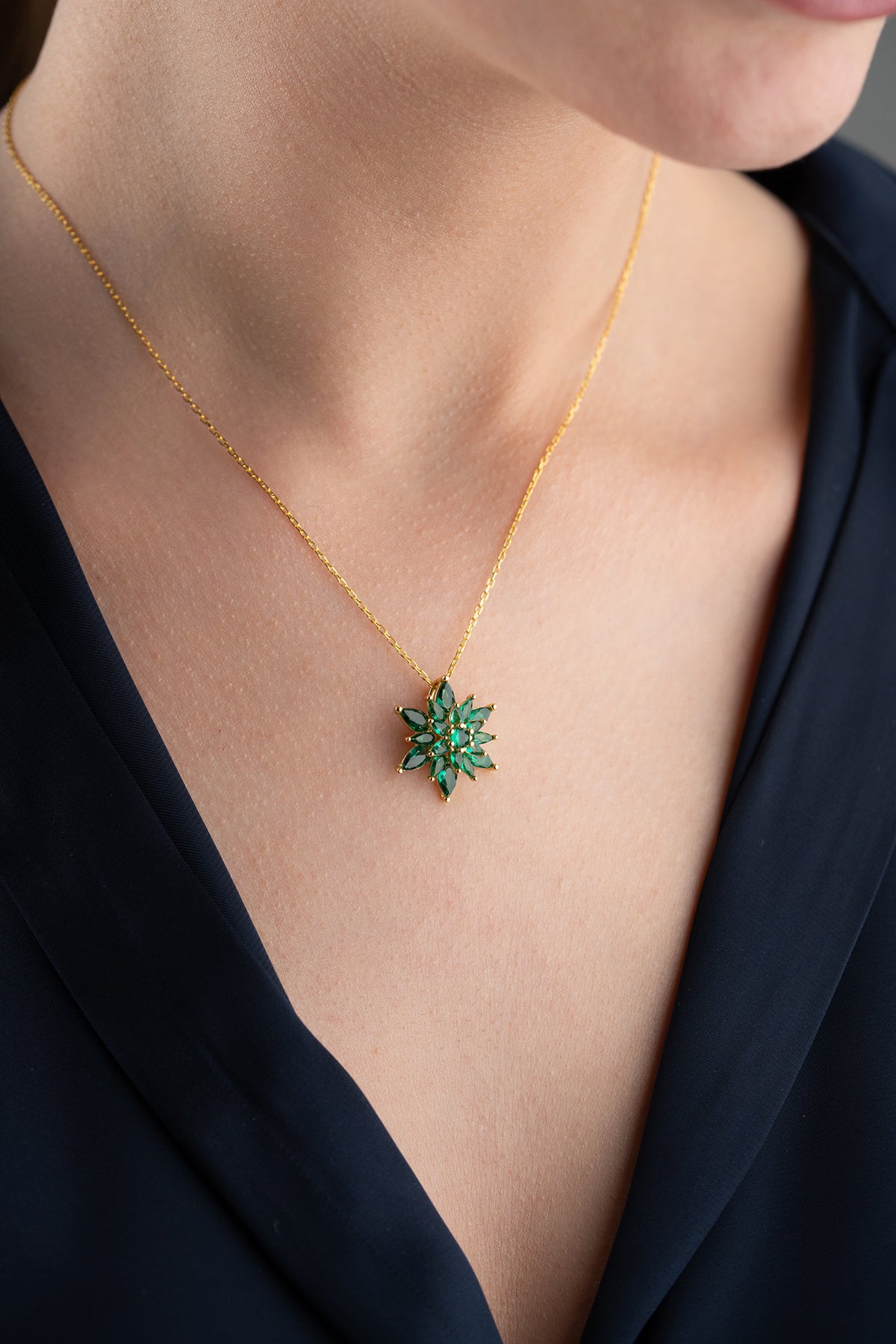 Emerald Crystal Lotus Necklace
